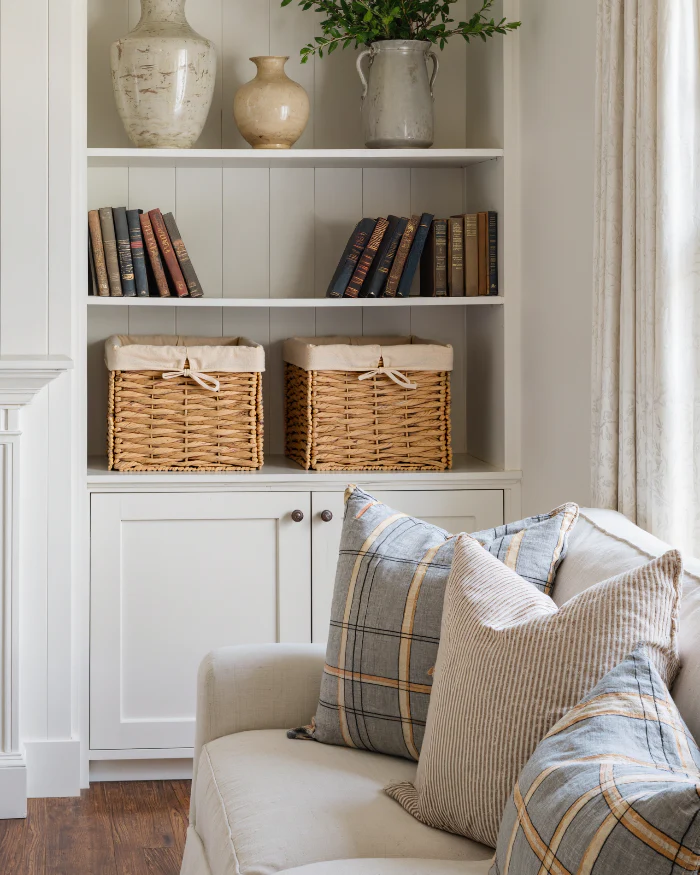 Foldable Cube Water Hyacinth Basket with Linen, Set of 2