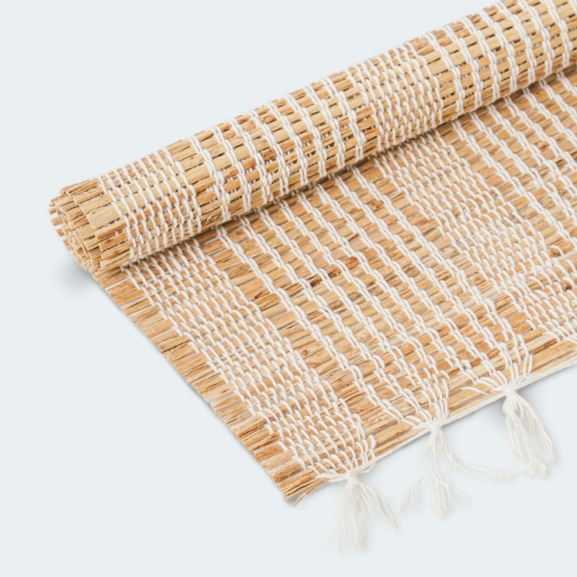 Rectangular White Stripe Seagrass Placemats Set