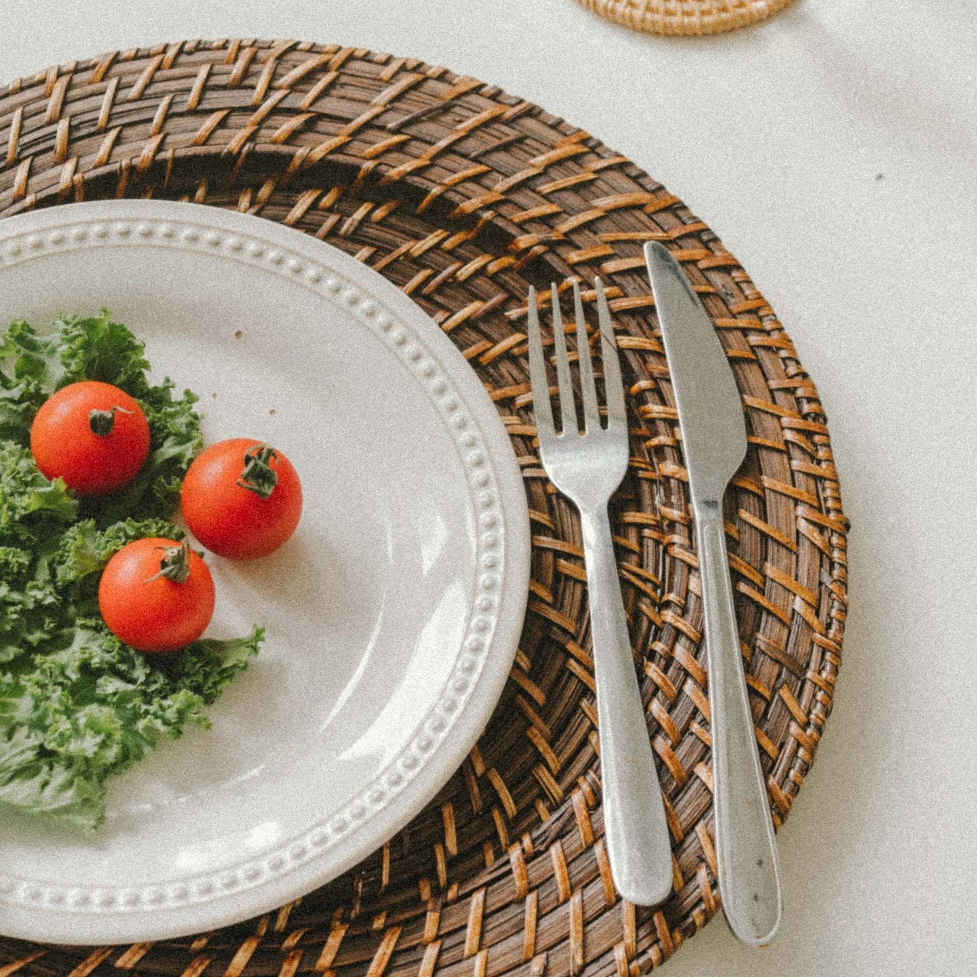 Dark Brown Rattan Wicker Charger Plate Set