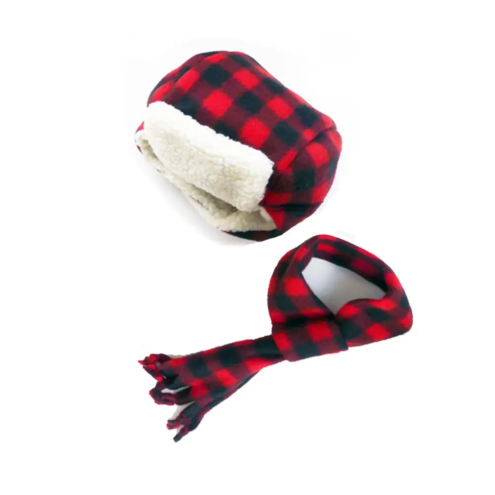 Aviator Dog Hats and Scarves Sets Fleece Prints Up to 100+ LBS