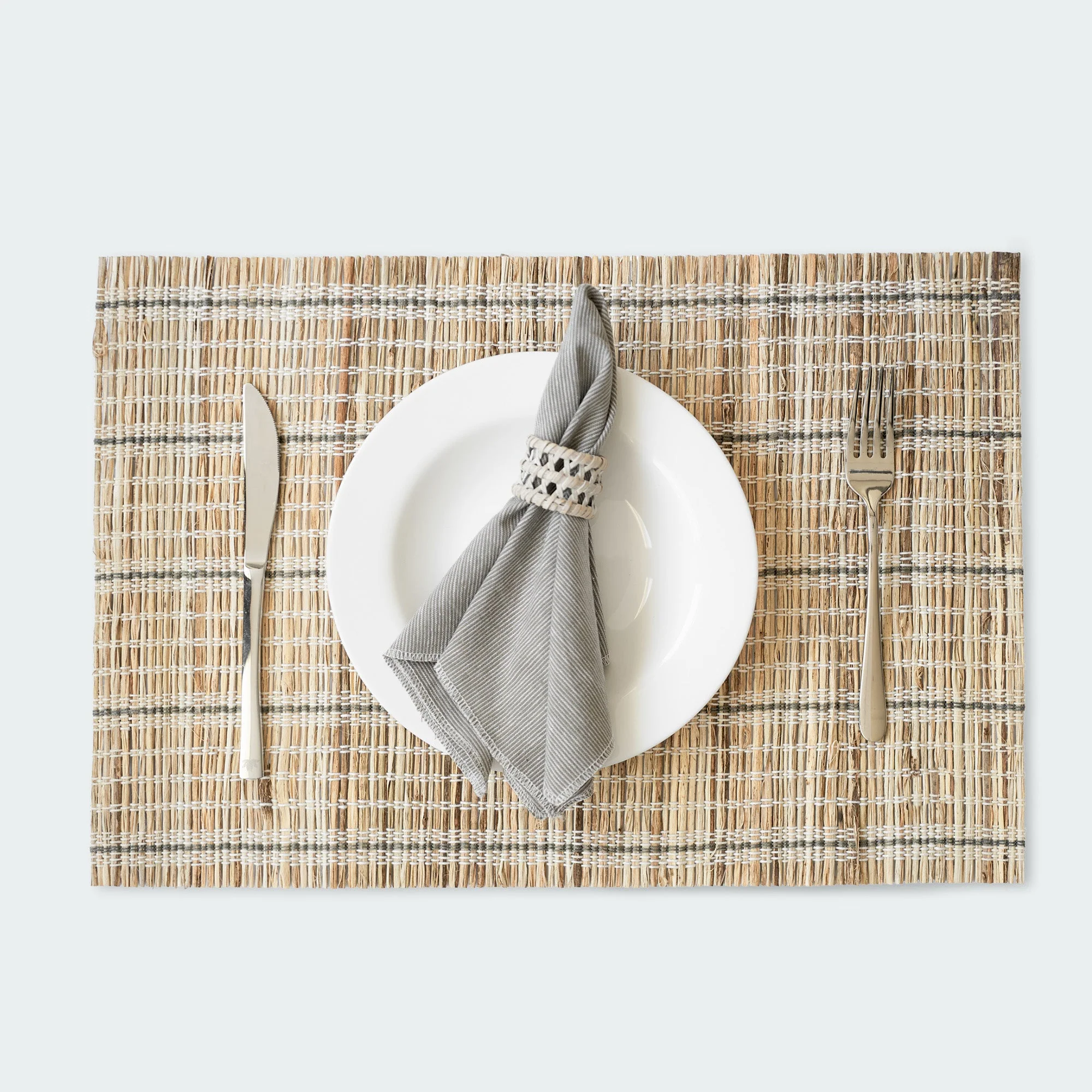 White Stripe Seagrass Woven Placemat Set Of 6