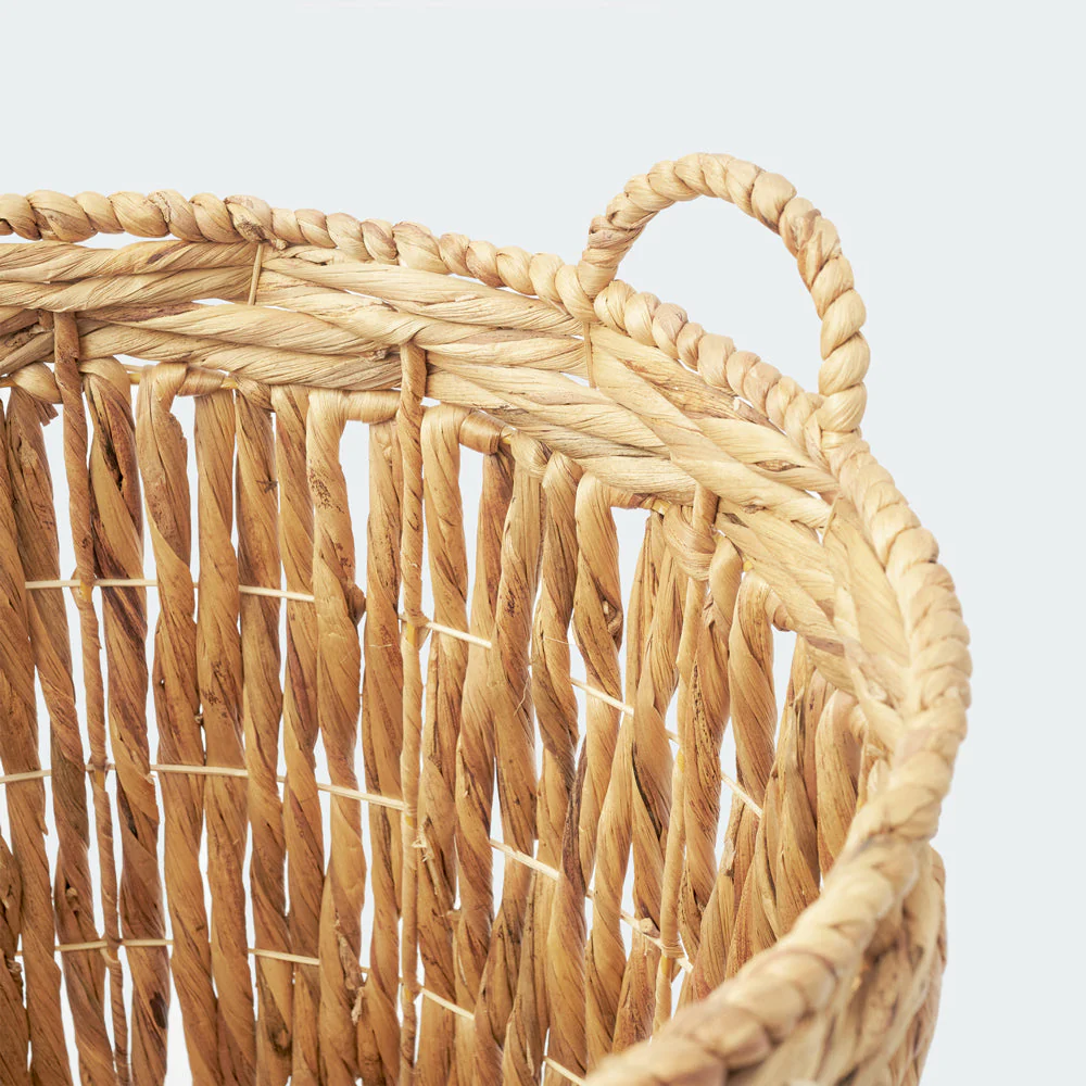 Large Water Hyacinth Wicker Basket Set Of 2