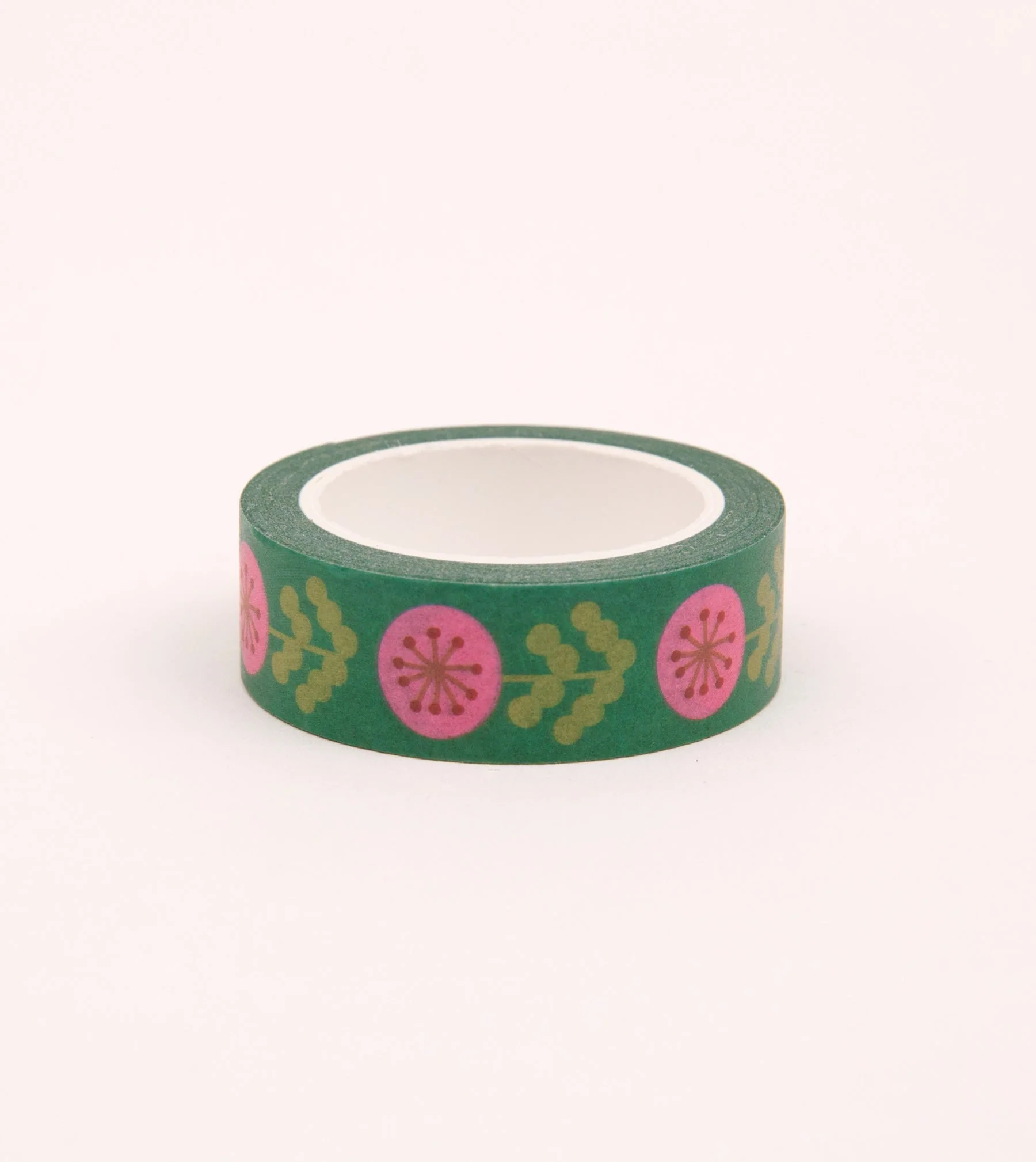 Green and Pink Floral Washi Tape - 15mm