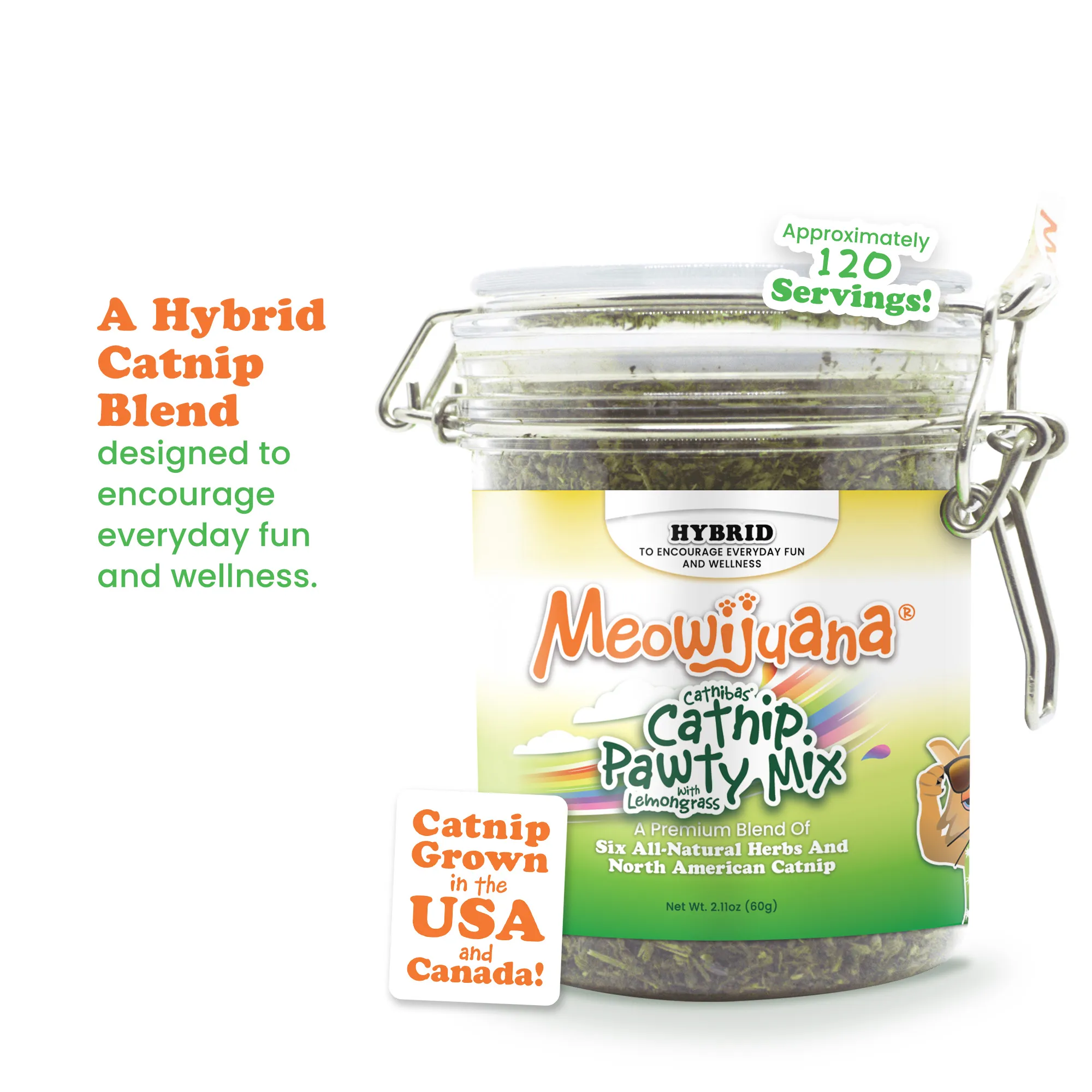 Jar of Catnibas® Catnip Lemongrass Pawty Mix