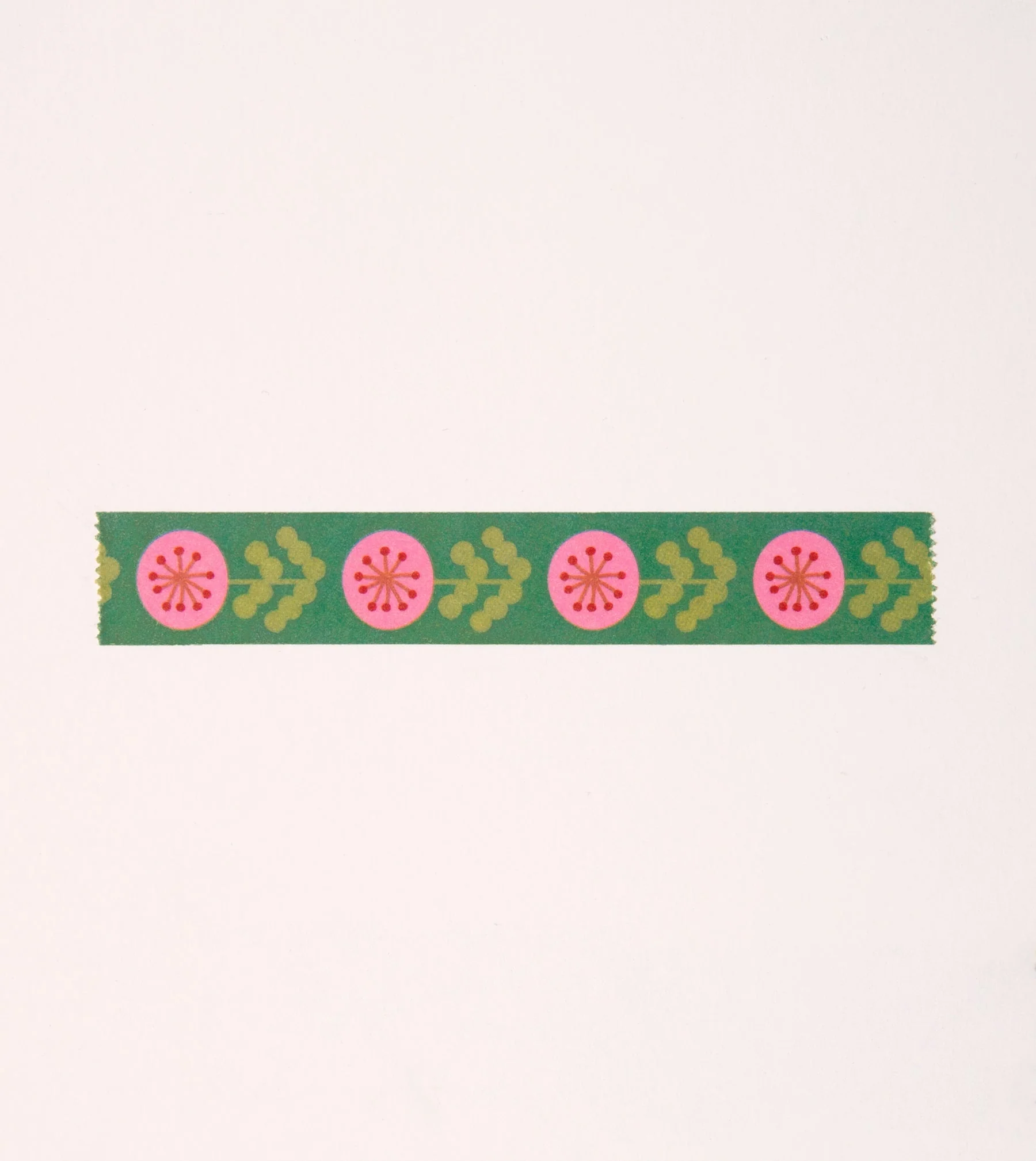 Green and Pink Floral Washi Tape - 15mm