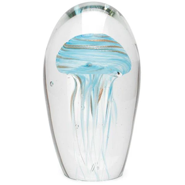 Glass figurine dome jelly glow blue gold