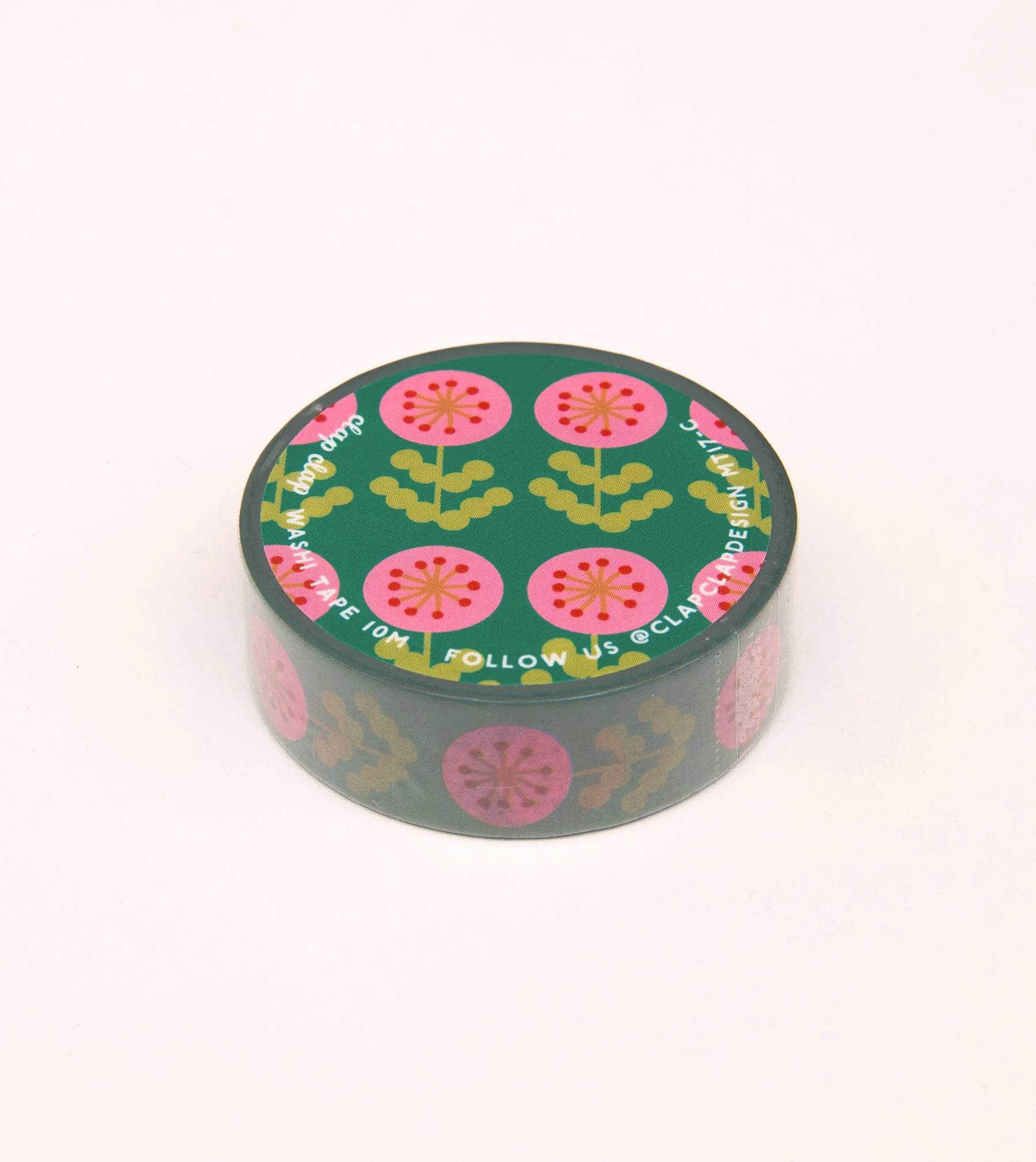 Green and Pink Floral Washi Tape - 15mm