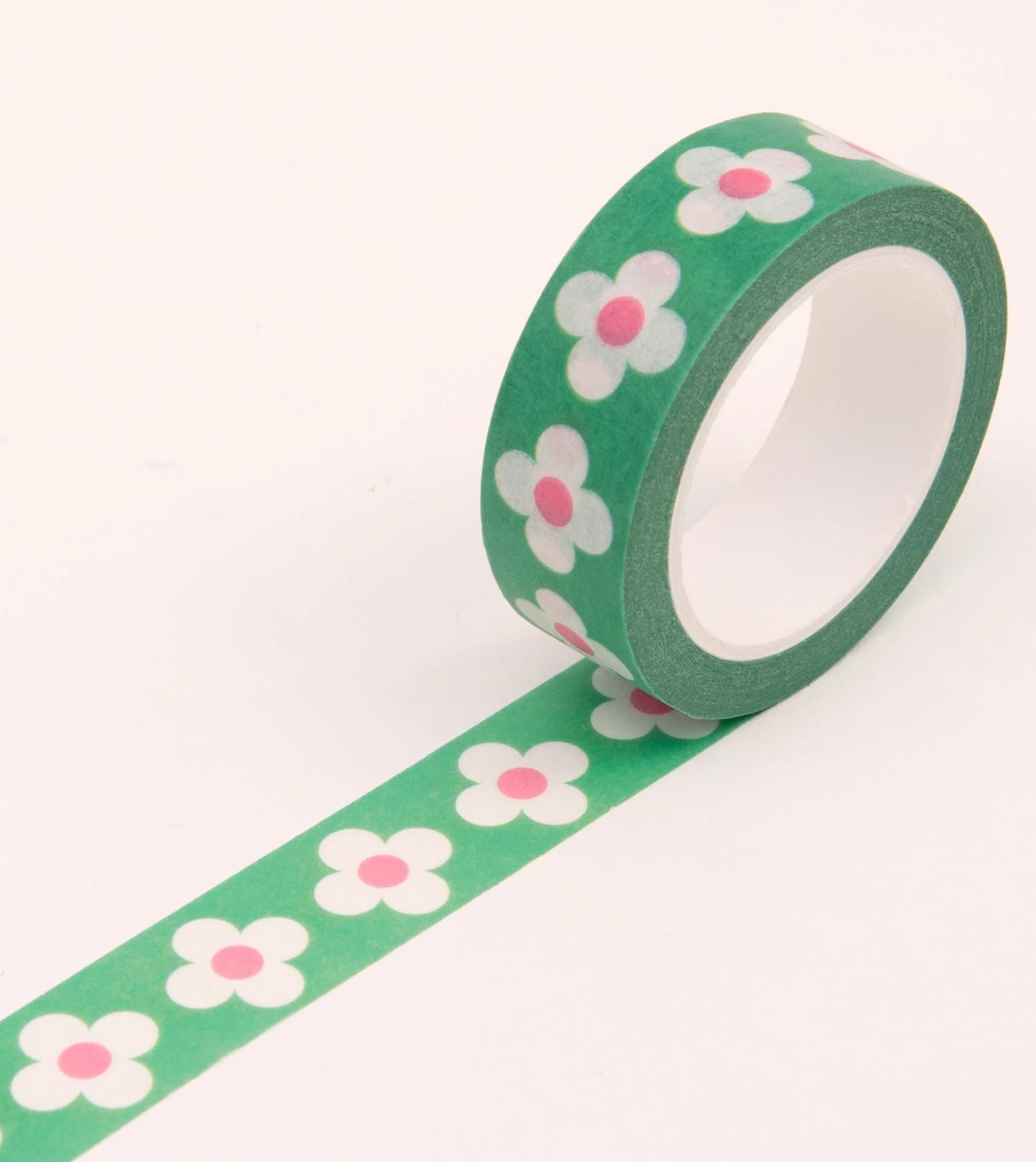 Green Retro Floral Washi Tape - 15mm
