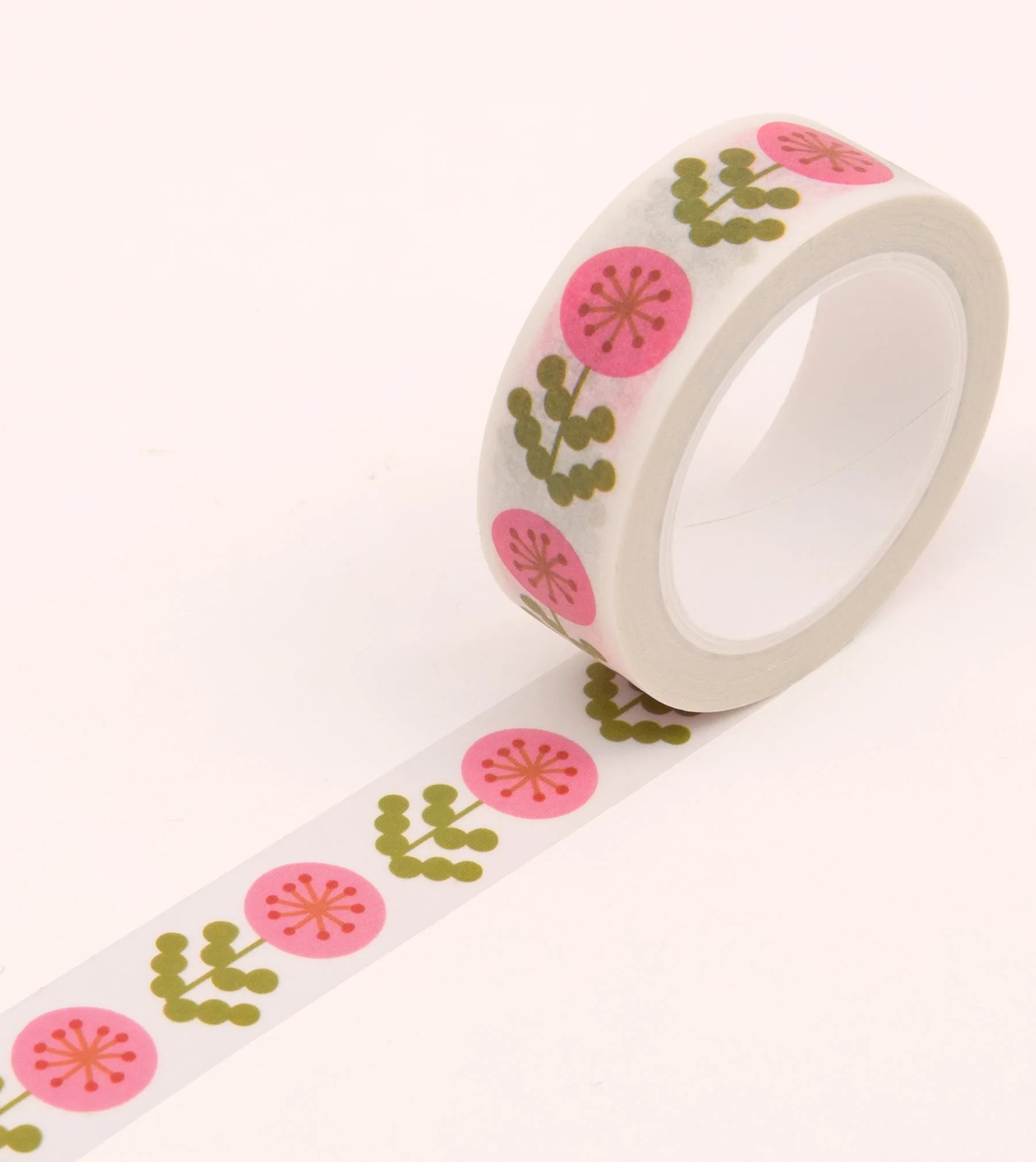 Pink Floral Washi Tape - 15mm