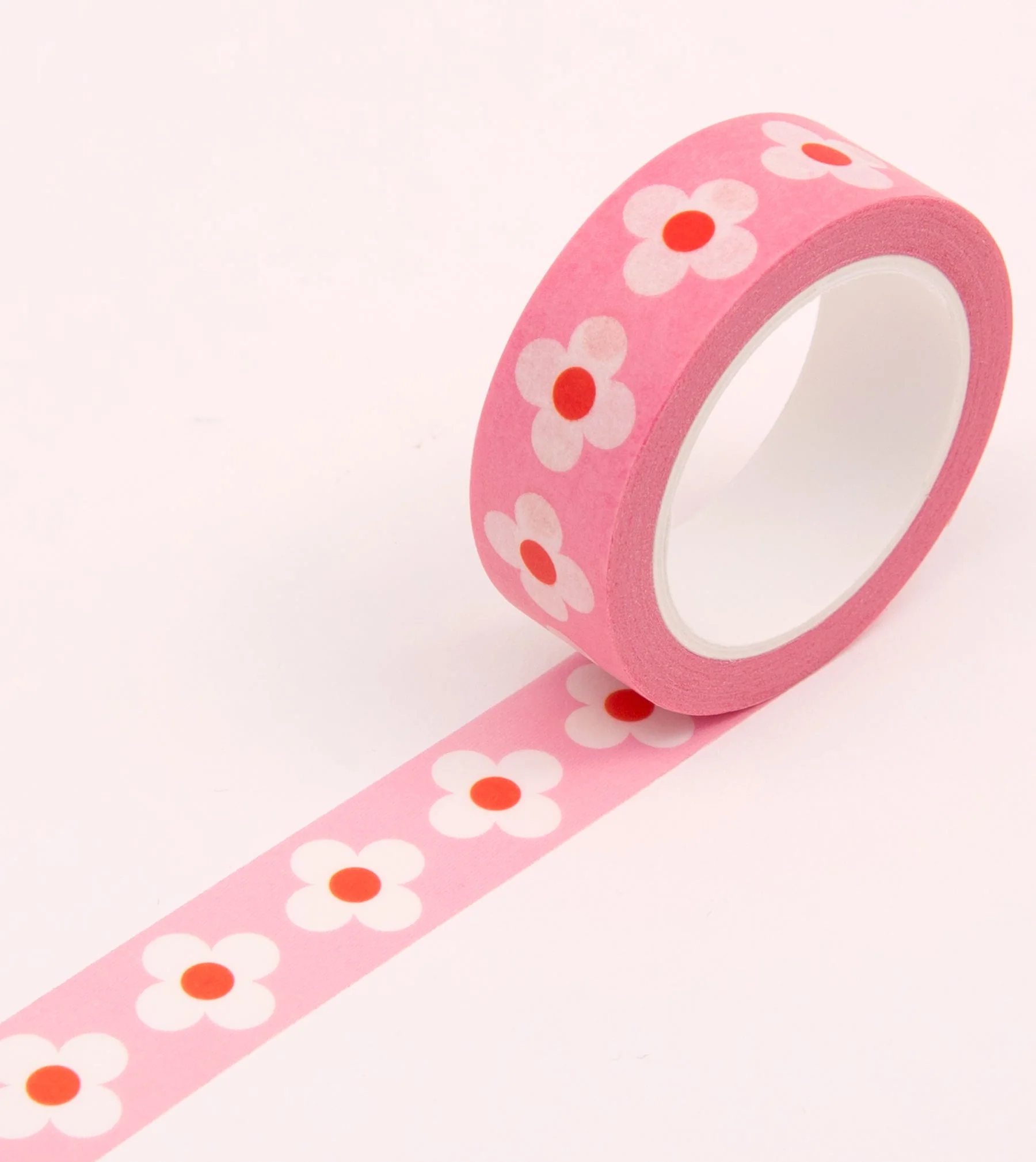 Pink Retro Floral Washi Tape - 15mm