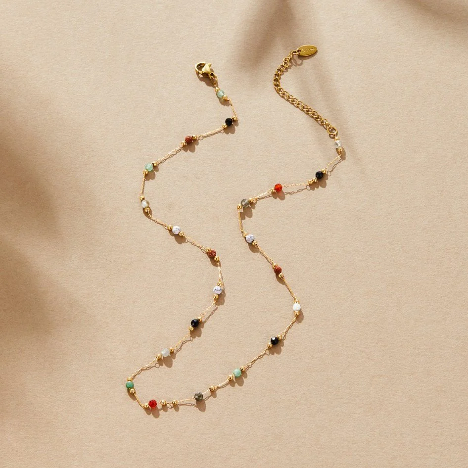 Lulu Beaded Stone Necklace
