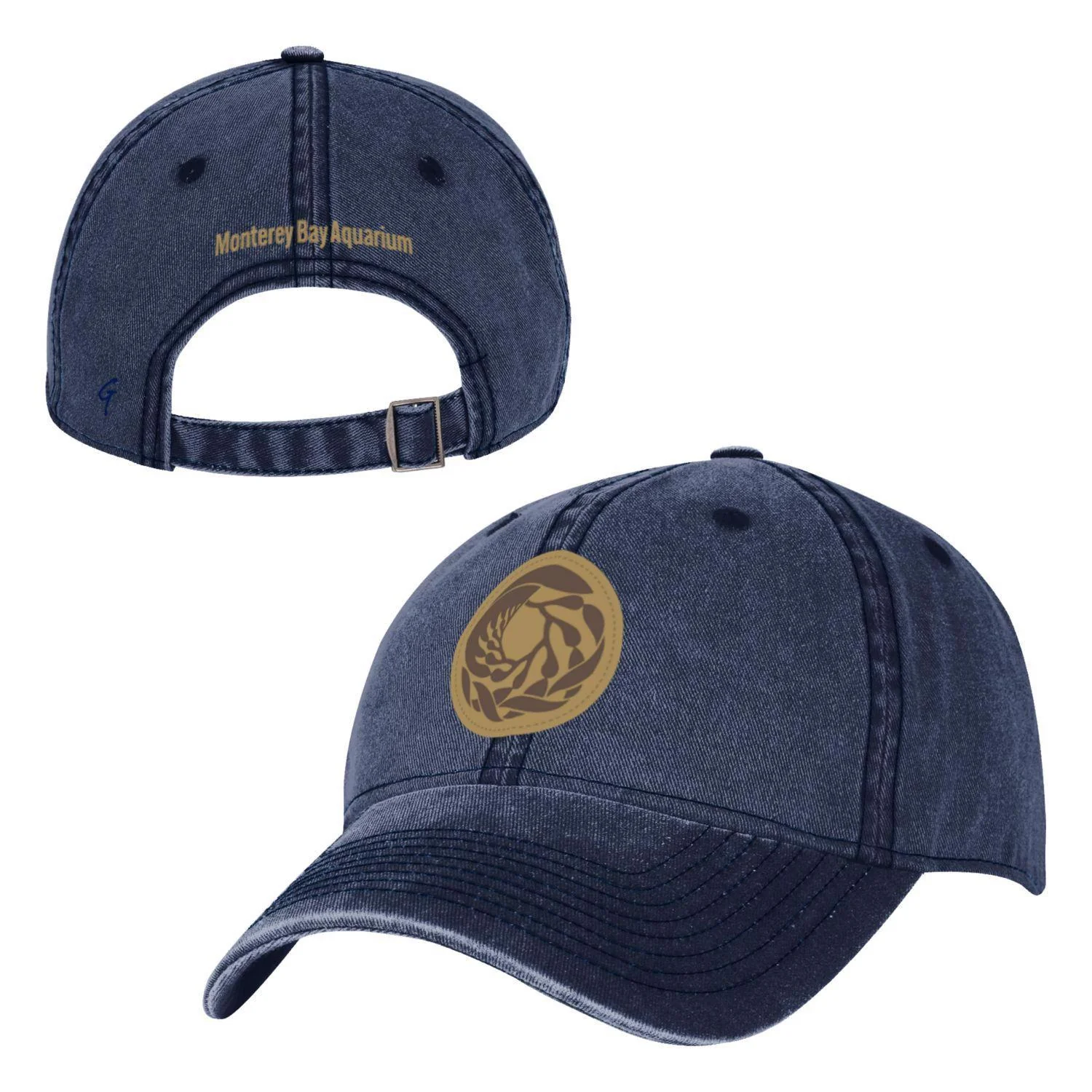 Adult navy faux leather logo baseball hat