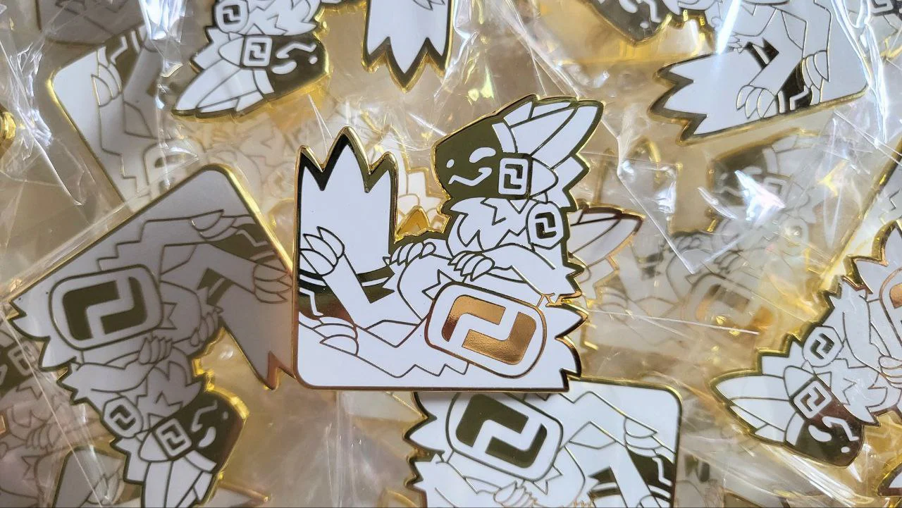 White & Gold Protogen Geo Pin – 2” Hard Enamel