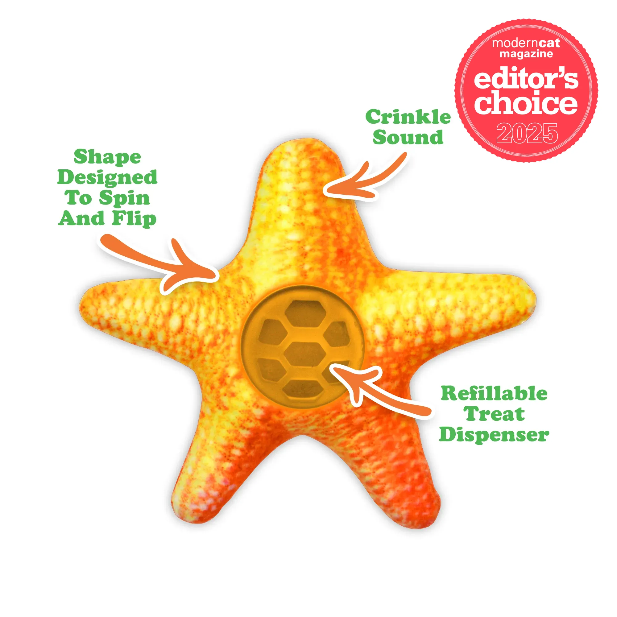 Knock 'n' Nibble Starfish Refillable Treat Dispensing Cat Toy