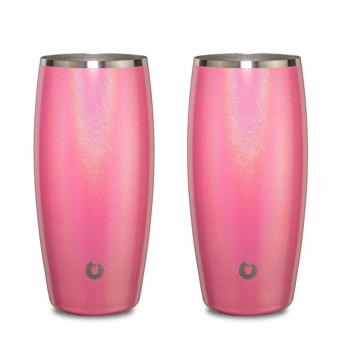 Stainless Steel Beer Glass Set, Set of 2 - Shimmer Pink