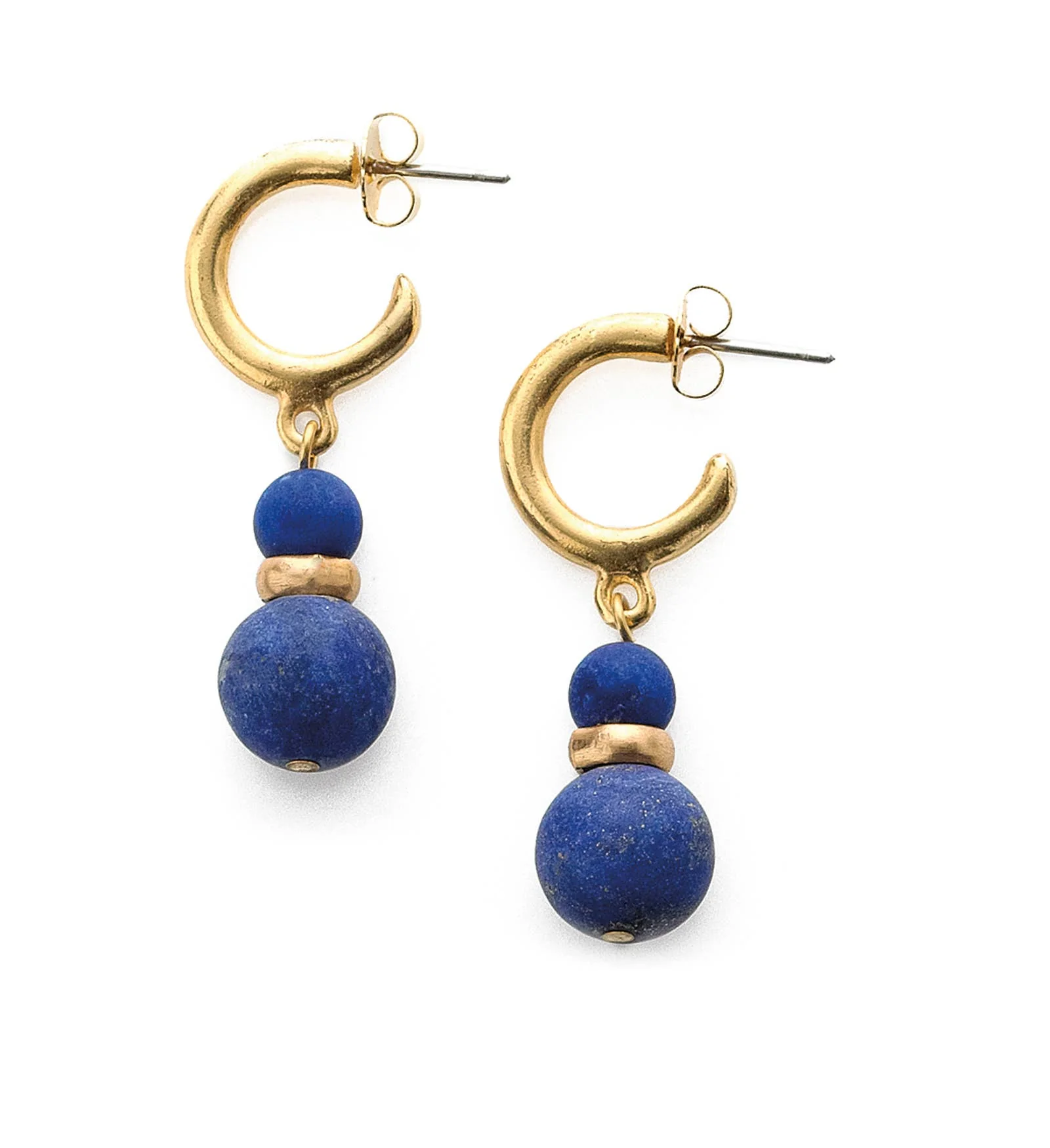 Sumerian Hoop Earrings with Lapis - Egyptian Inspired