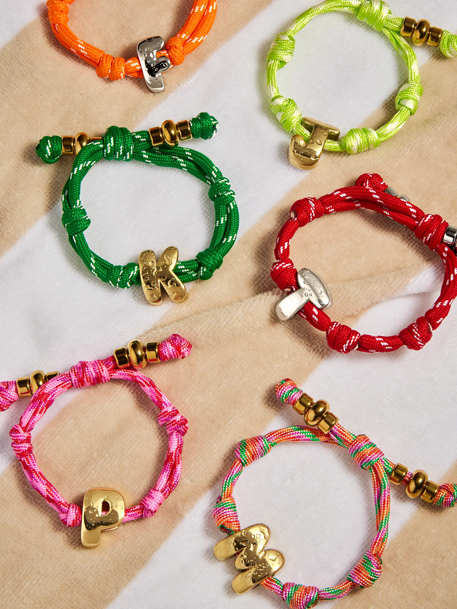 Dive In Initial Bracelet - Pink Strawberry Cord