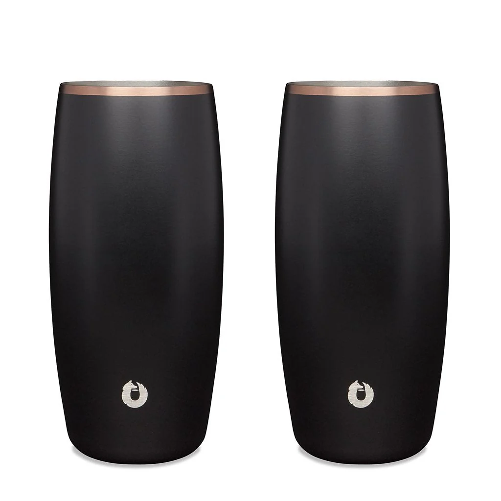 Stainless Steel Beer Glass Set, Set of 2 - Black
