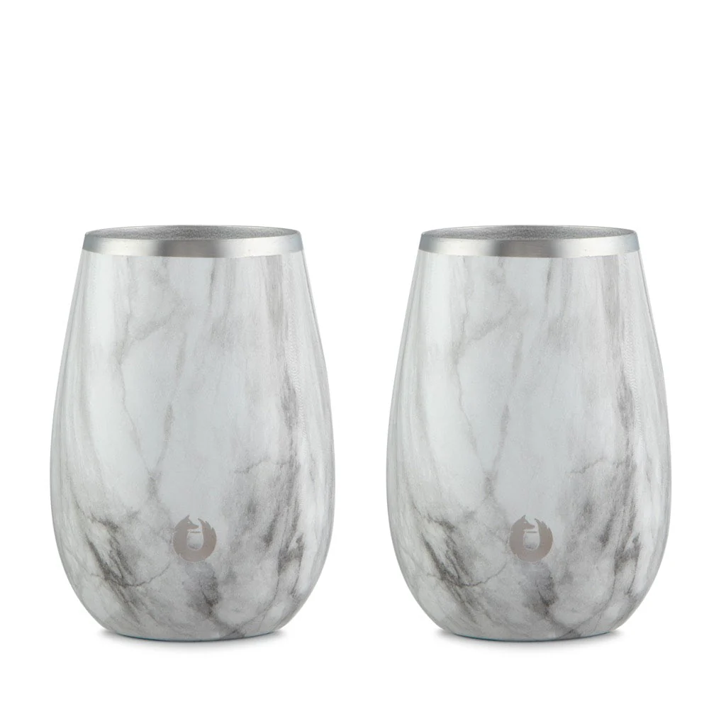 Stainless Steel Sauvignon Blanc Wine Glass, Set of 2 - Marble