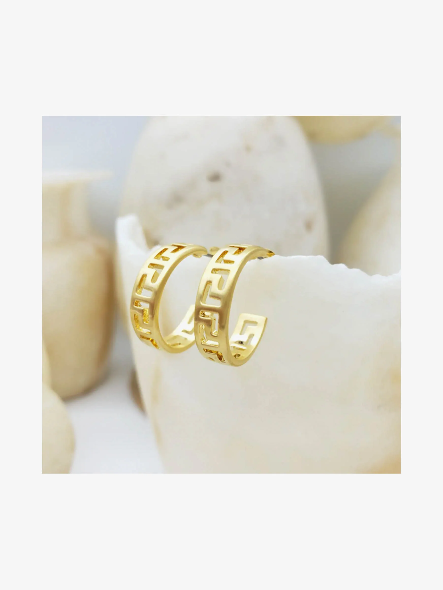 Classical Meander Link Earrings - Ancient Greece Inspired