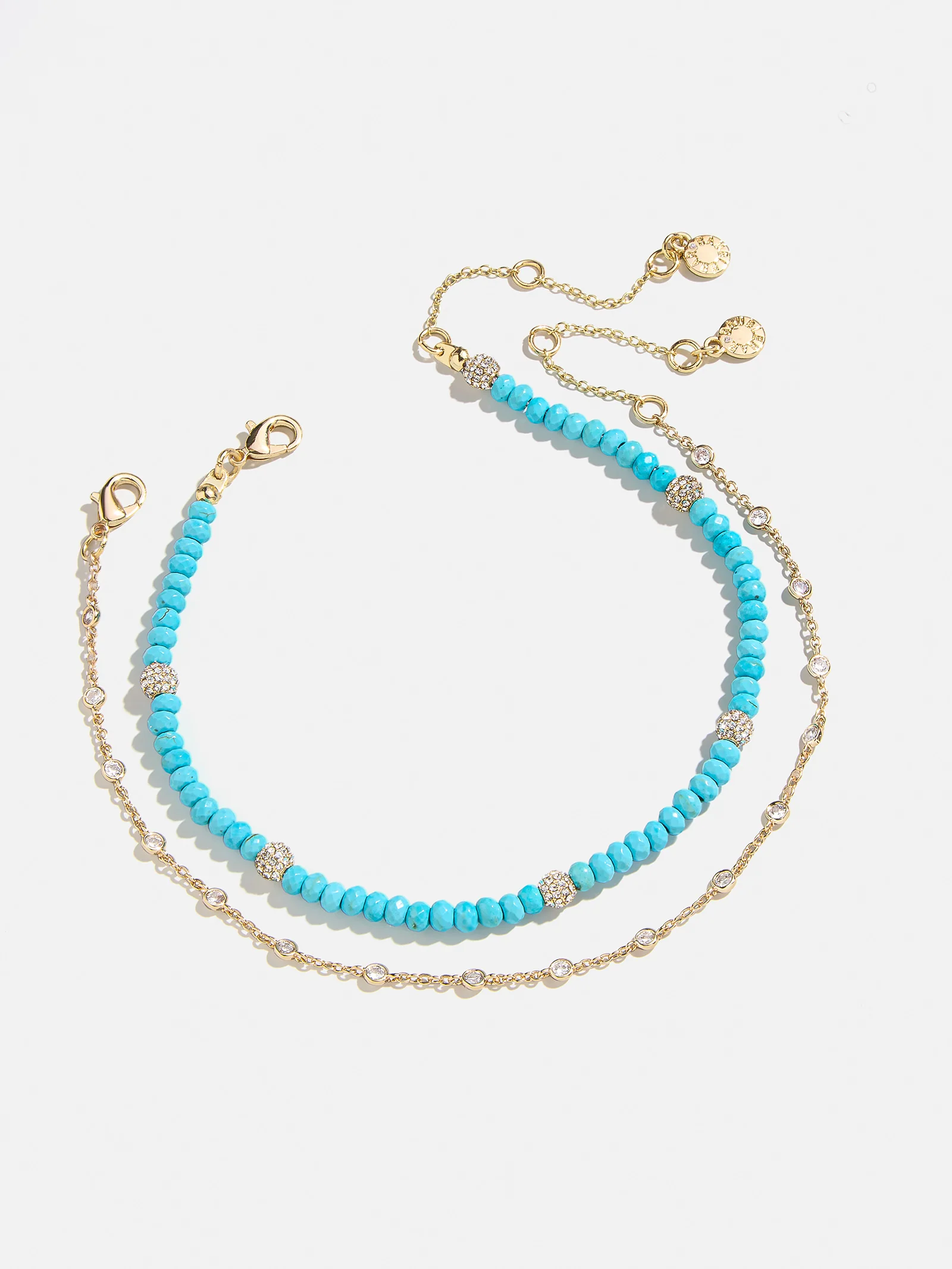 Irina Semi-Precious Anklet Set - Gold/Turquoise