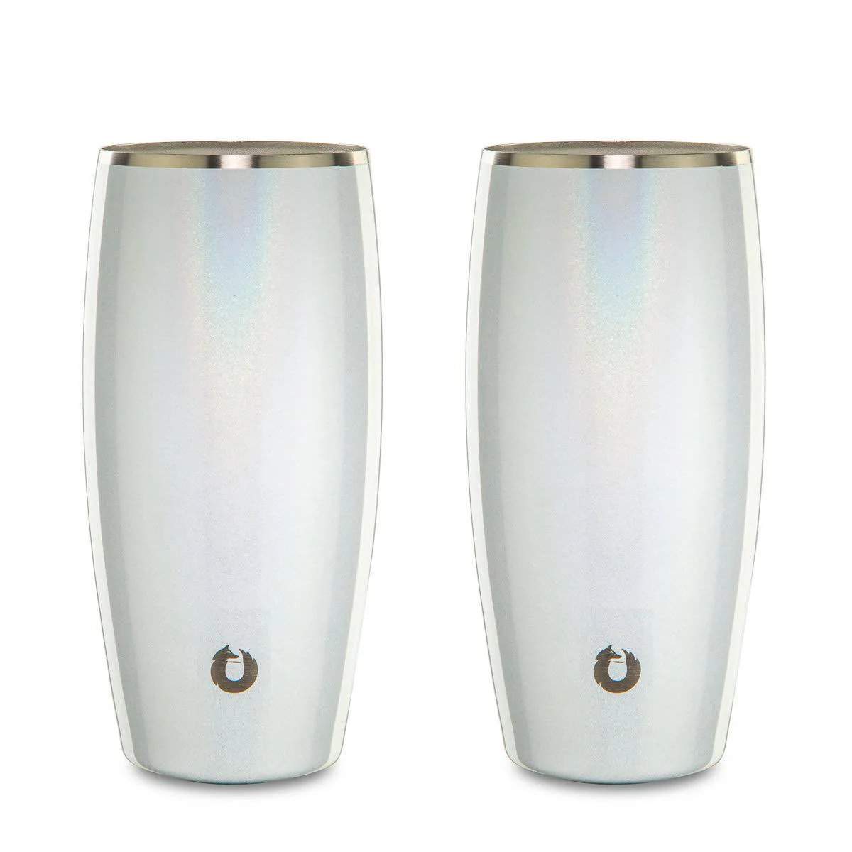 Stainless Steel Beer Glass Set, Set of 2 - Shimmer White