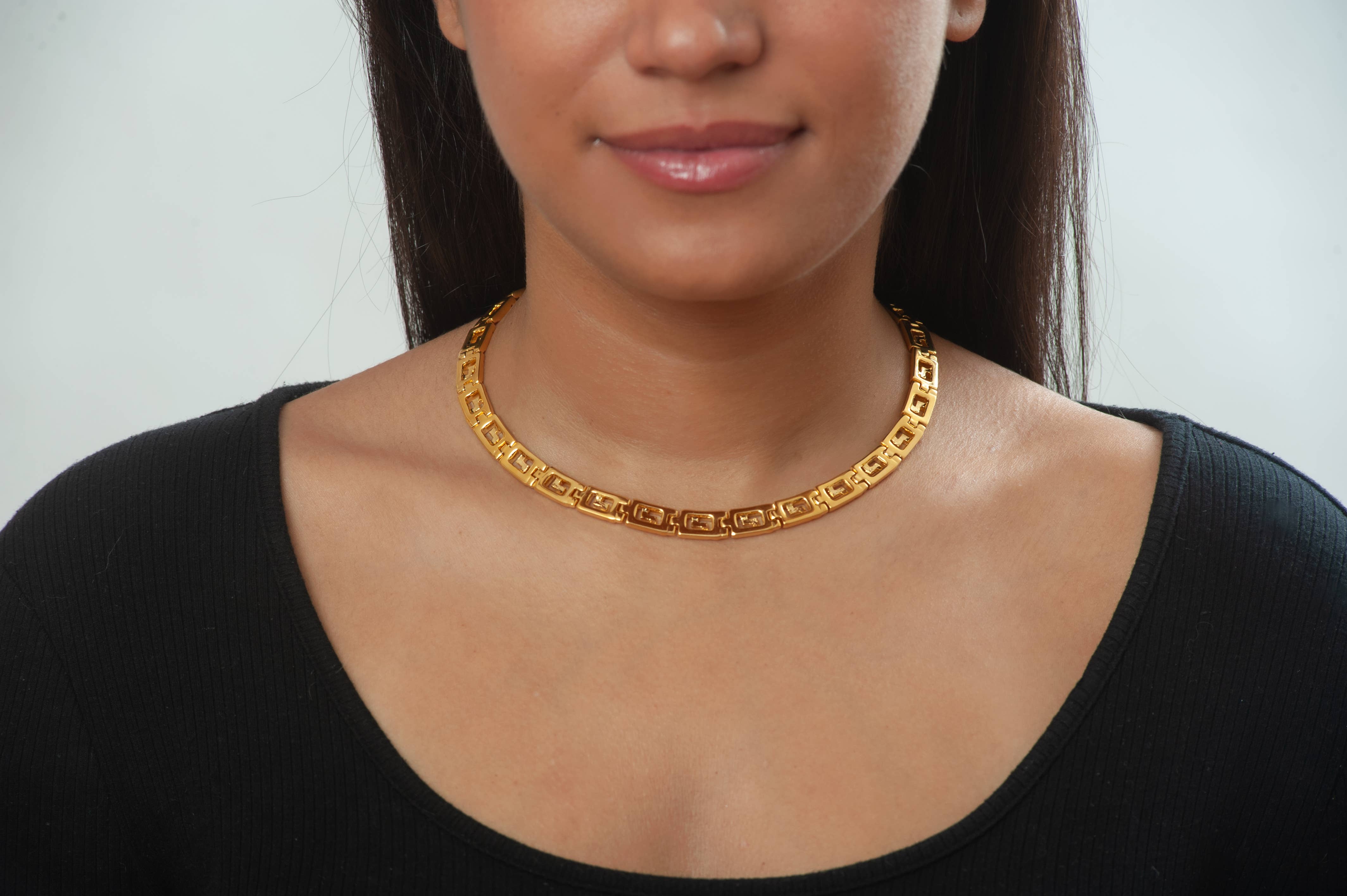 Classical Meander Link Necklace - Ancient Greece Inspired