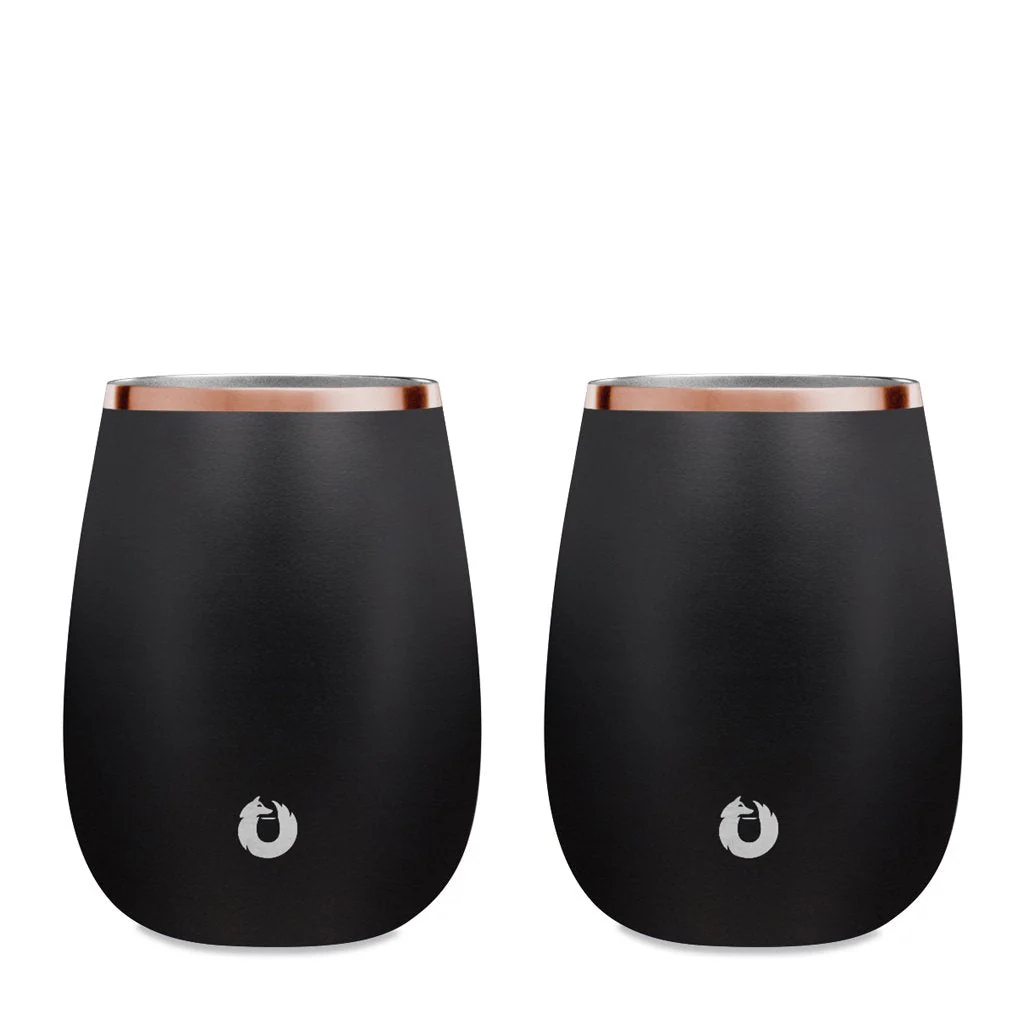 Stainless Steel Grand Pinot Wine Glass, Set of 2 - Black