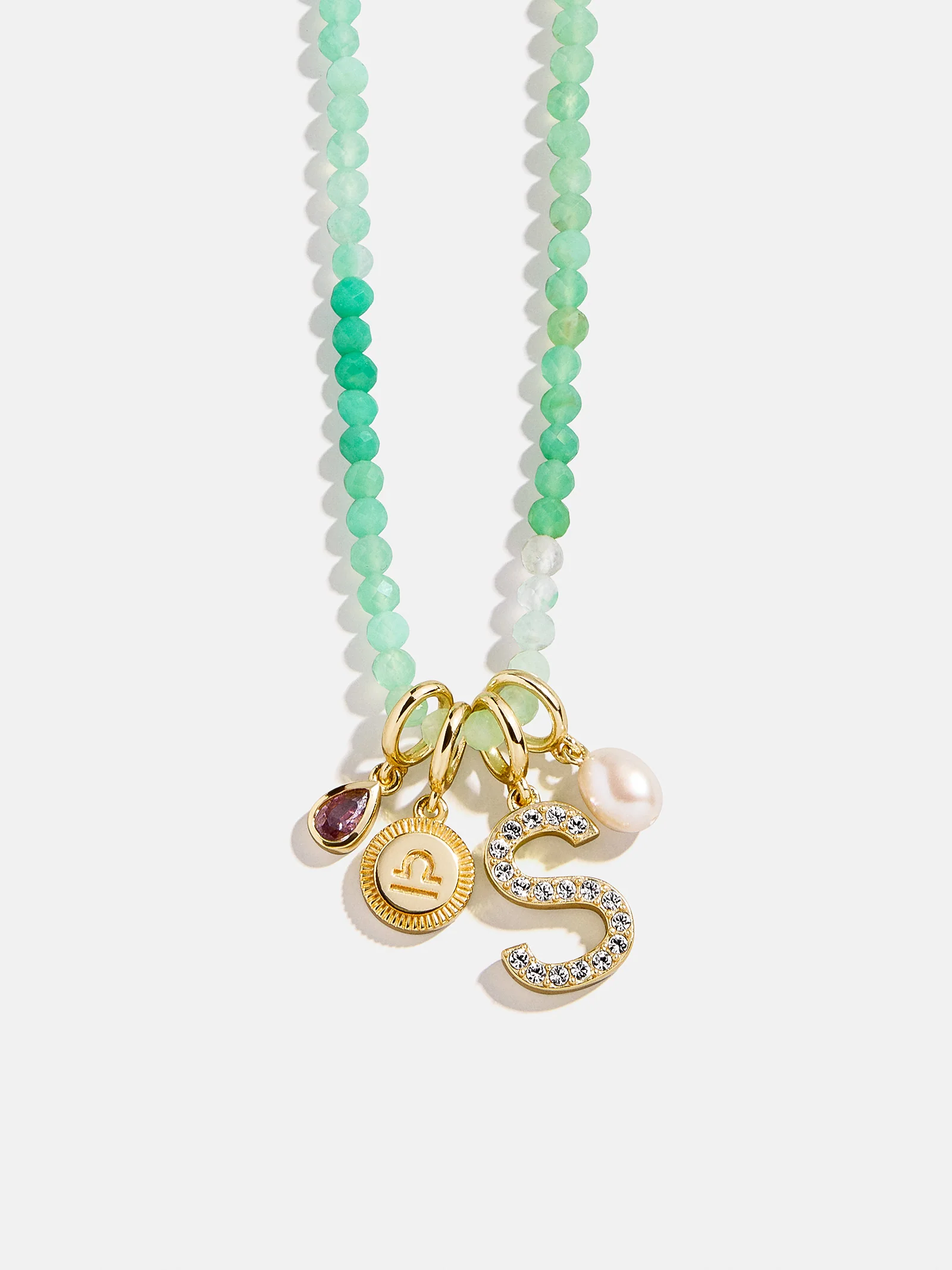 Semi-Precious Cluster Charm Necklace Base - Chrysoprase Chain