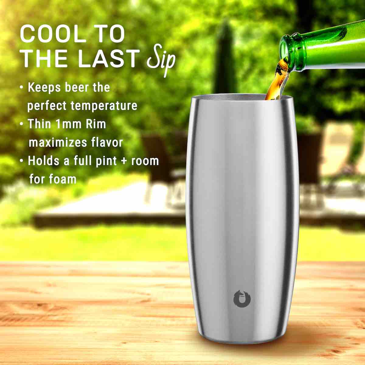 Stainless Steel Beer Glass Set, Set of 2 - Shimmer Gray