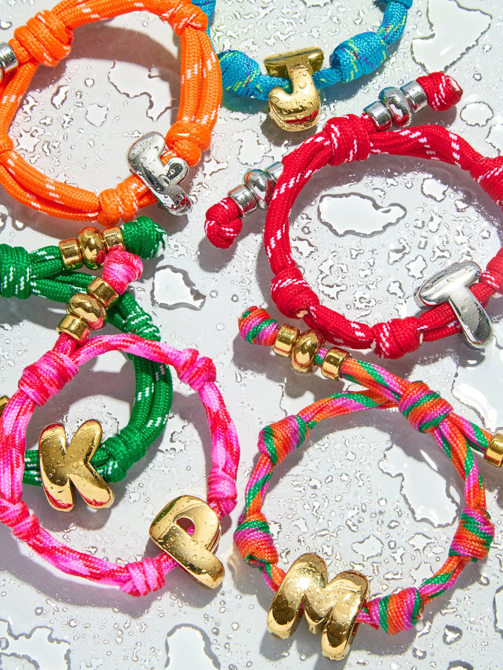 Dive In Initial Bracelet - Pink Strawberry Cord