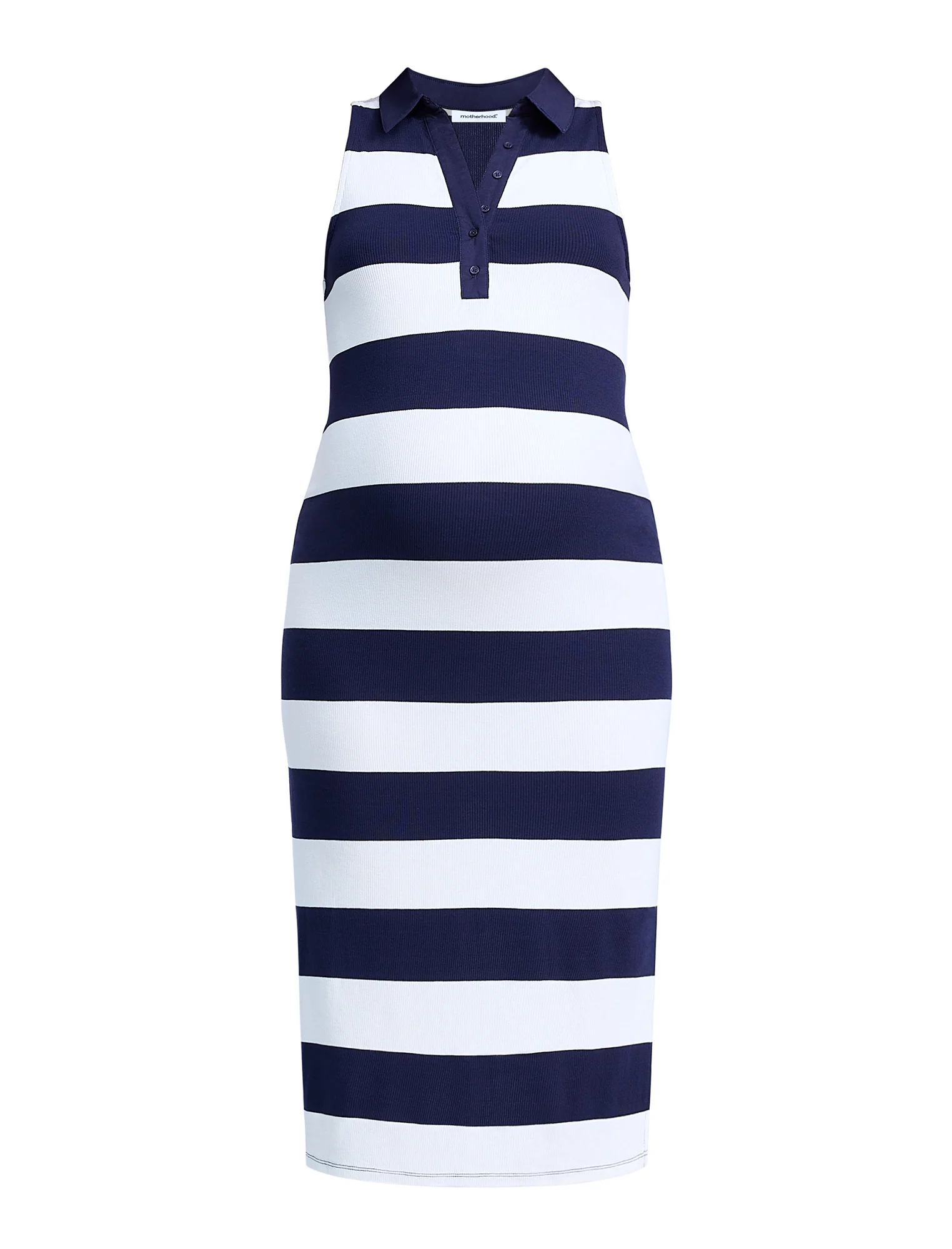 Sleeveless Collared Rib Midi Dress