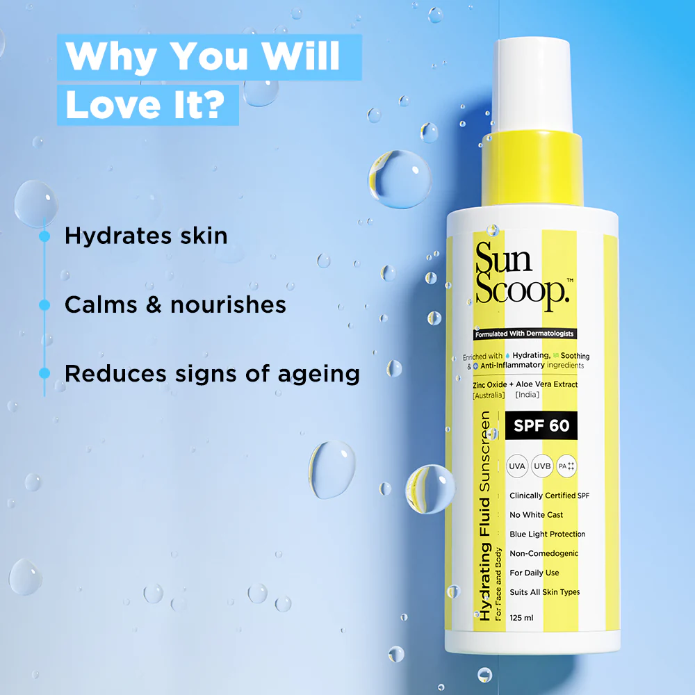 Hydrating Fluid Sunscreen for Face and Body | SPF 60, PA++++ (125ml)
