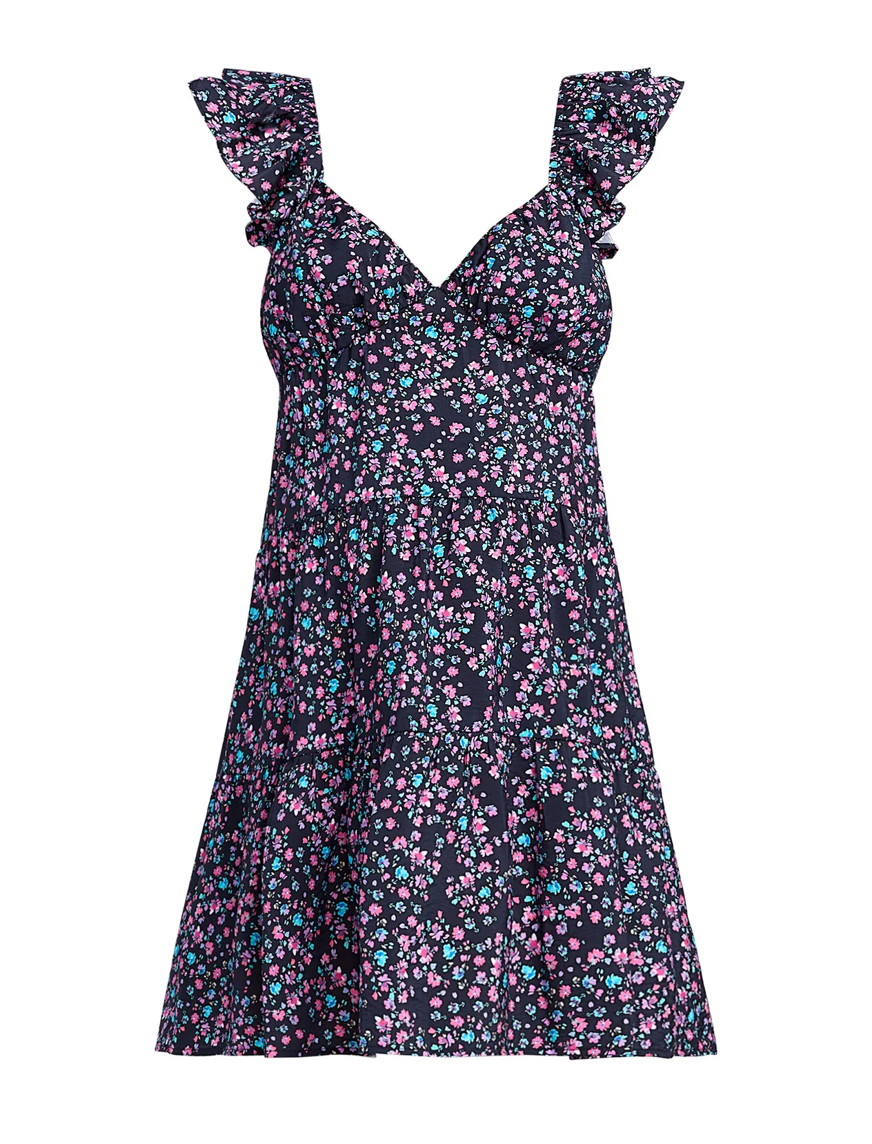 Short Sleeve Flutter Sleeve Dress