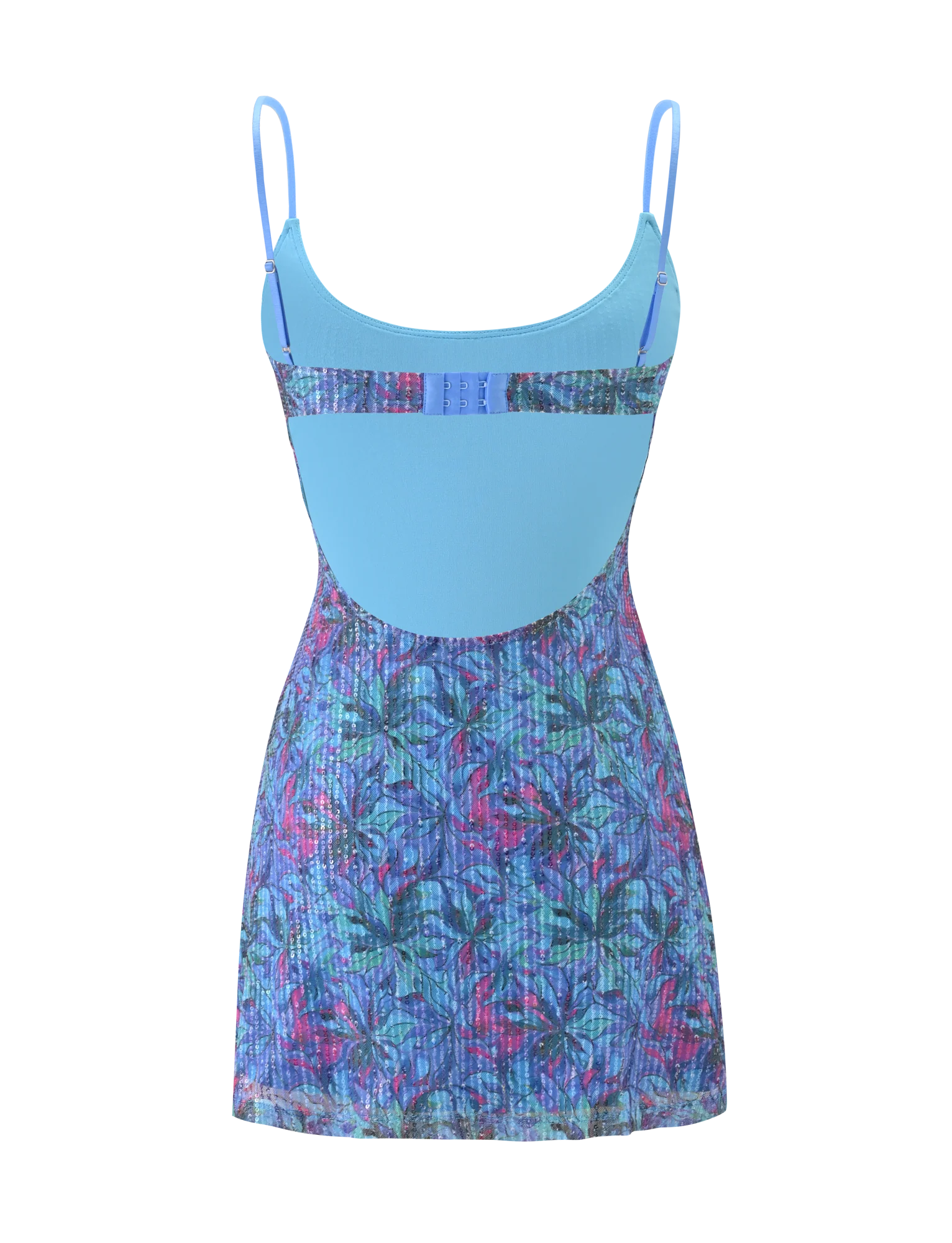 ZEINA MINI DRESS - BLUE FLORAL SEQUIN
