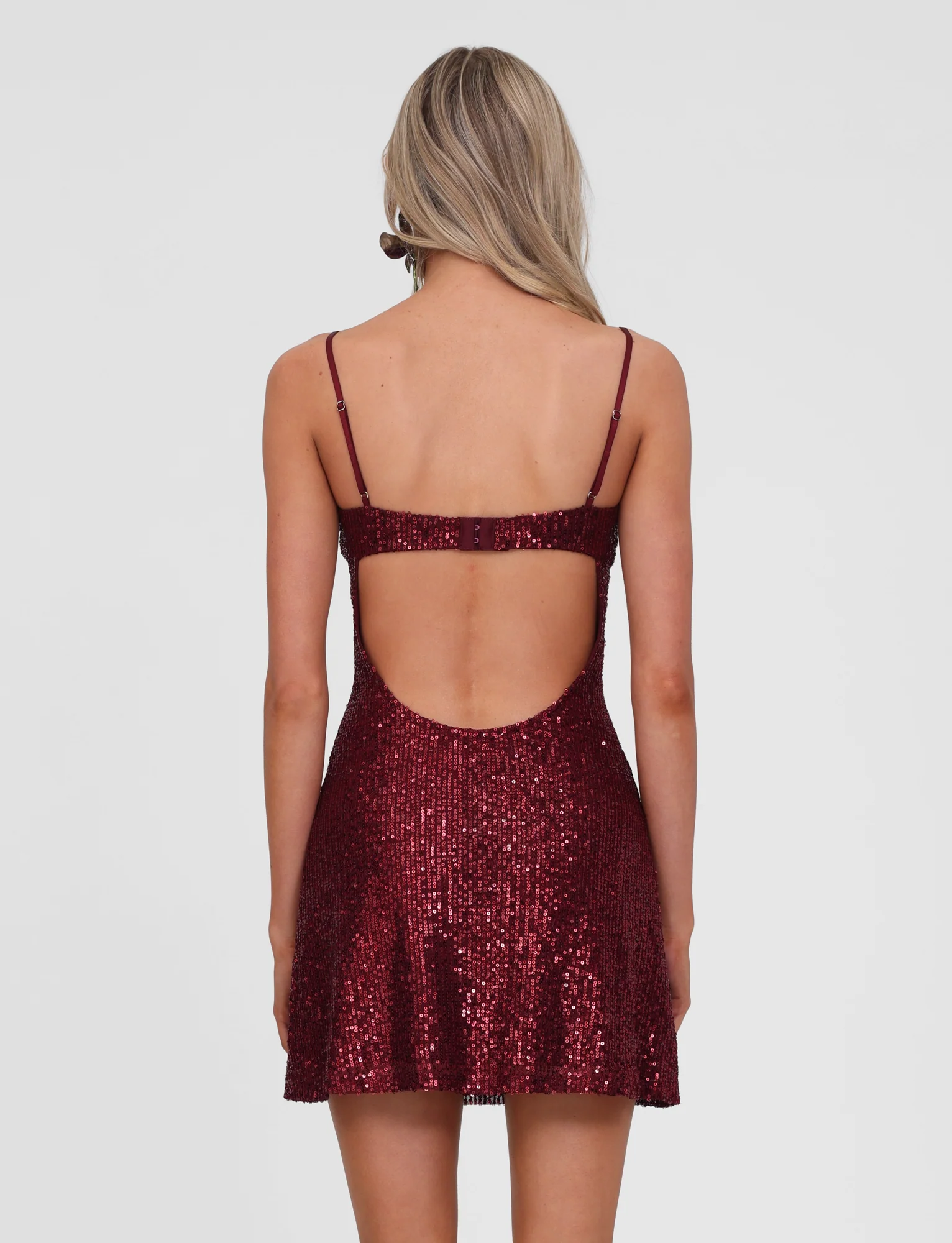 ZEINA MINI DRESS - WINE SEQUIN