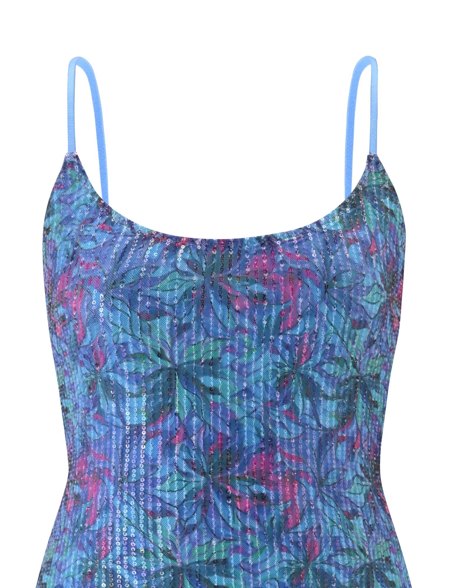 ZEINA MINI DRESS - BLUE FLORAL SEQUIN