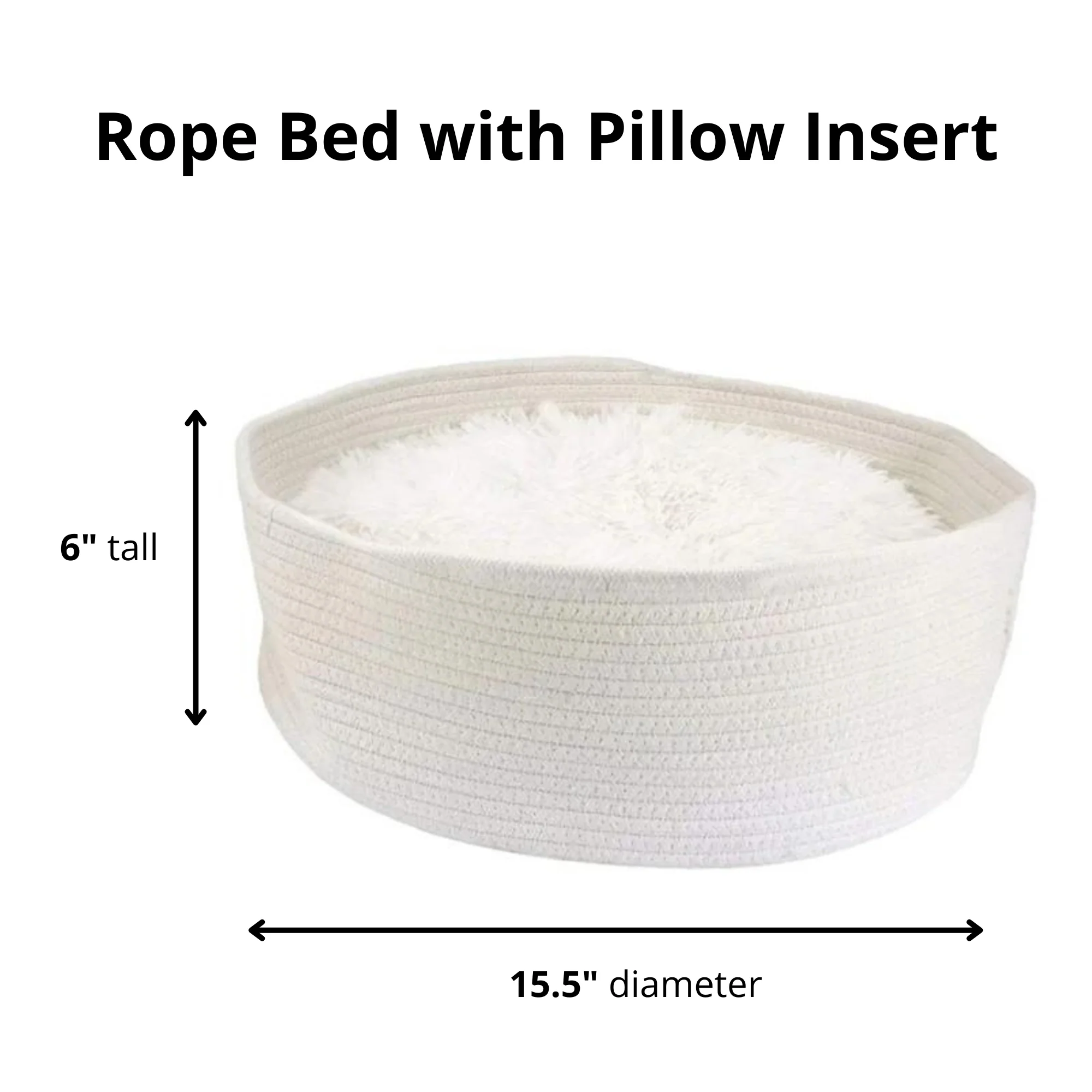 Midlee Round Rope Cat or Small Dog Bed with Pillow Insert