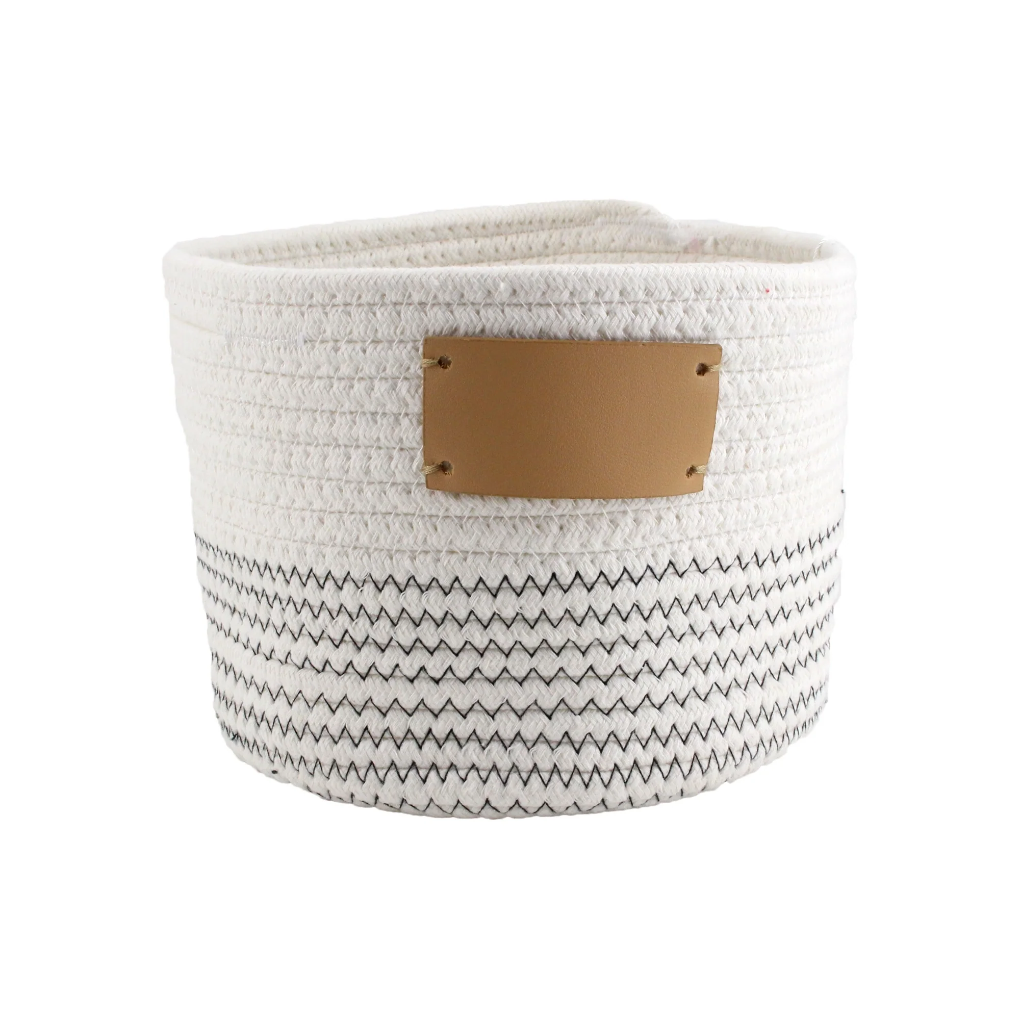 Midlee Rope Dog Toy Basket with Blank Label- Personalize It!