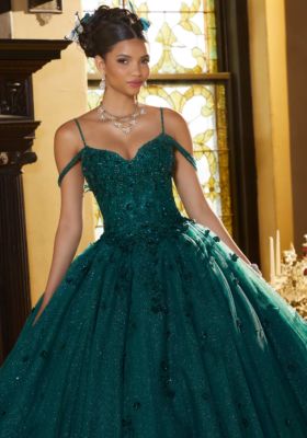 Floral Lace Dress with Three-Dimensional Appliqués