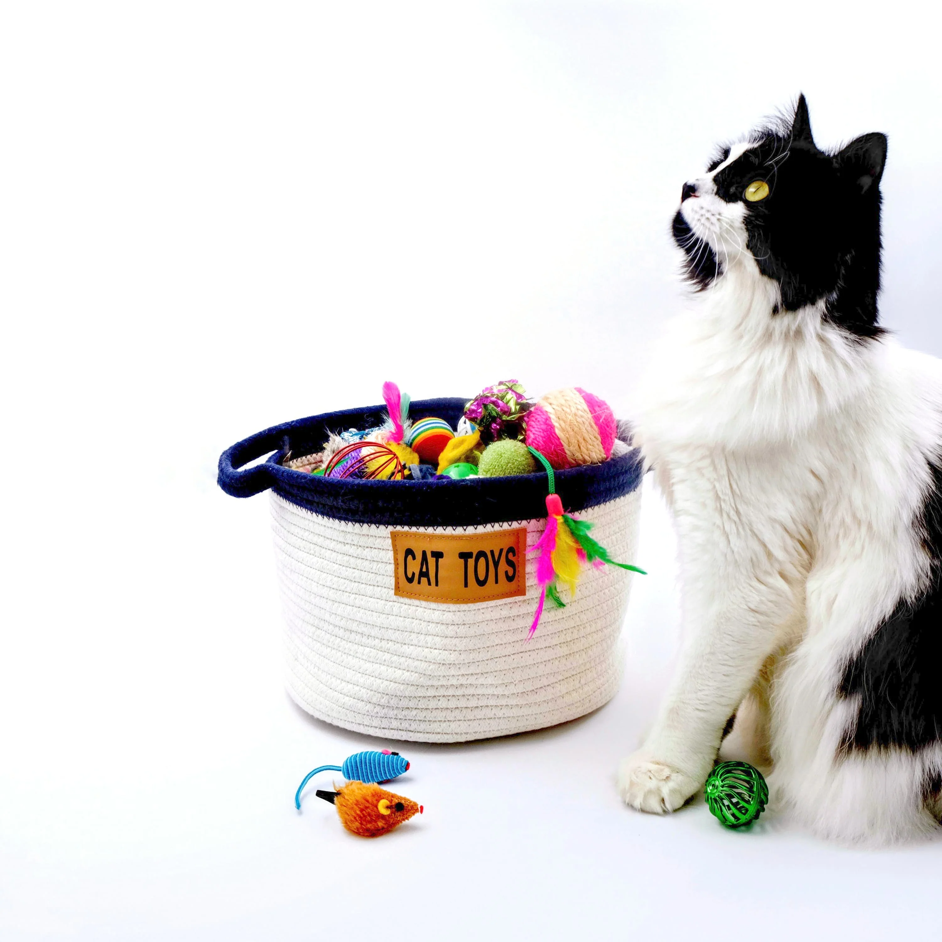 Midlee Cat Toy Rope Cotton Basket