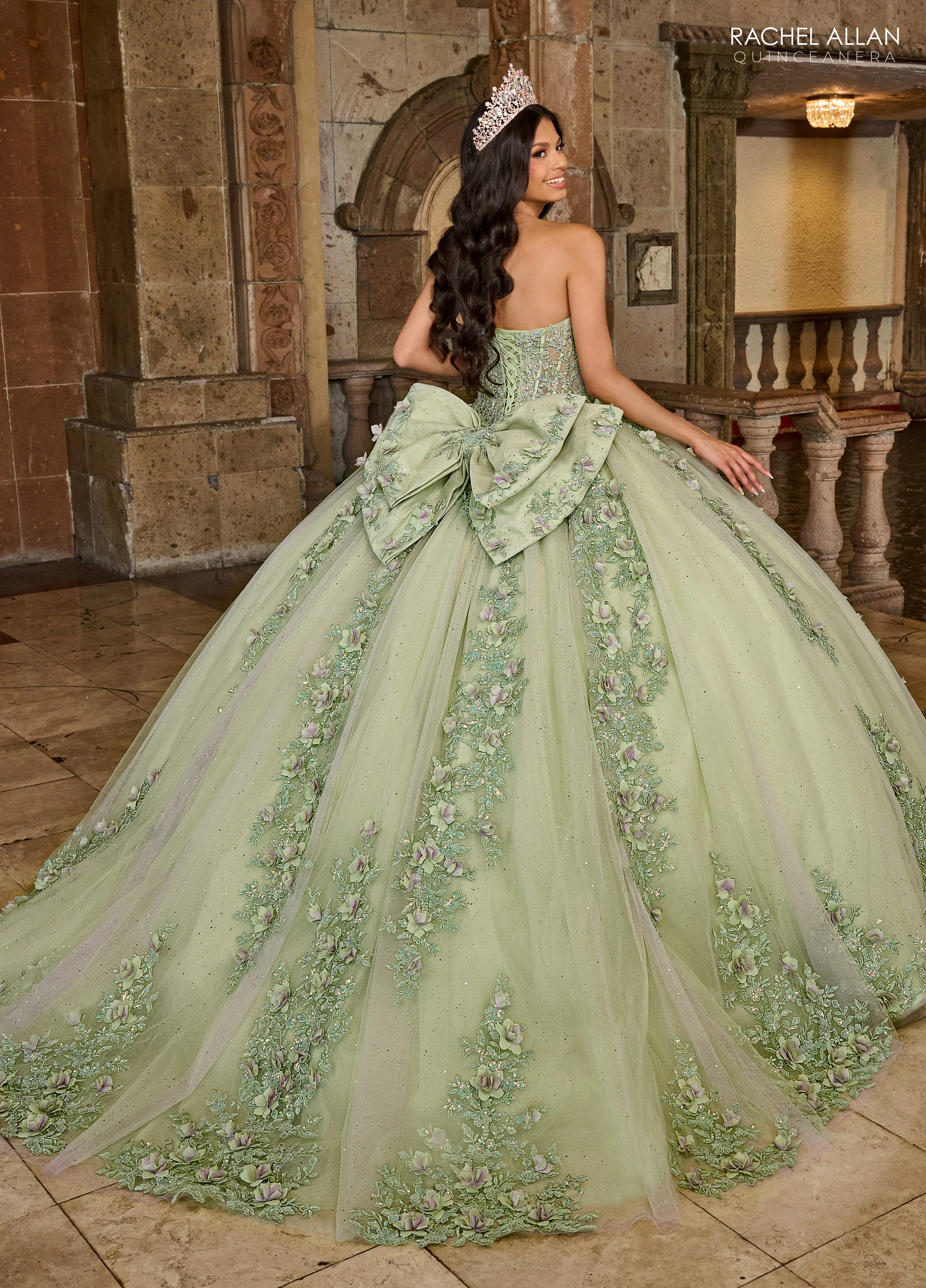 Majestic Glittery Tulle Gown with 3D Flowers