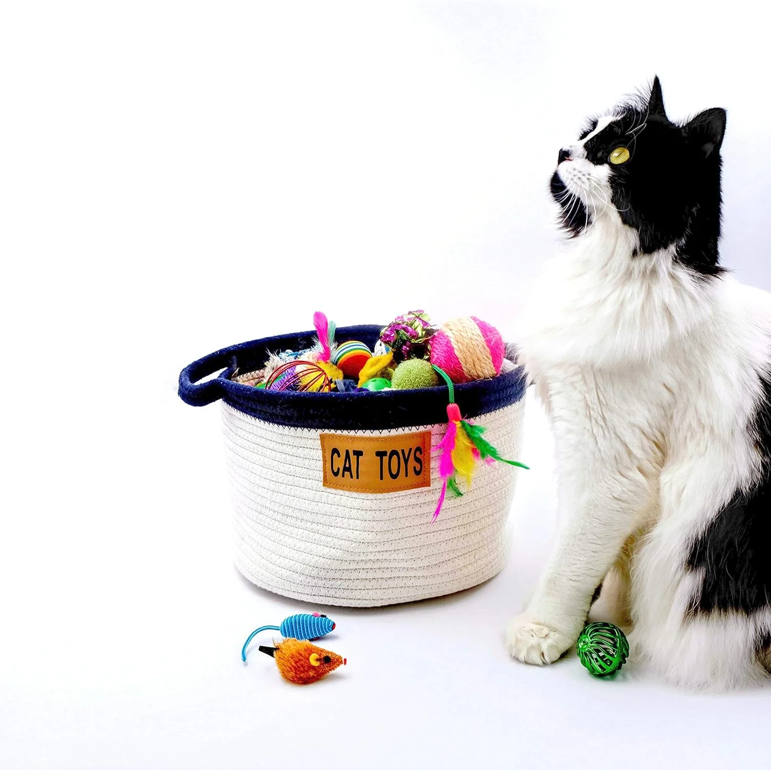 Midlee Cat Toy Rope Cotton Basket