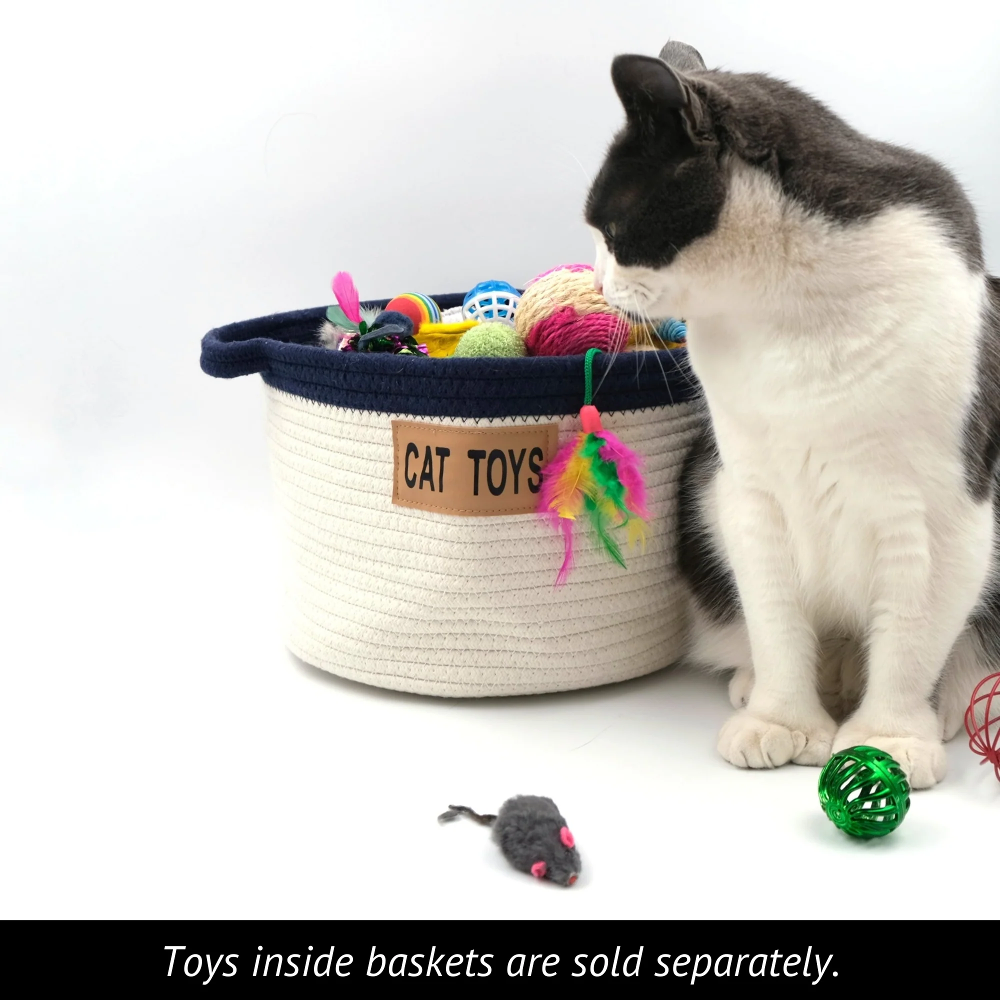 Midlee Cat Toy Rope Cotton Basket