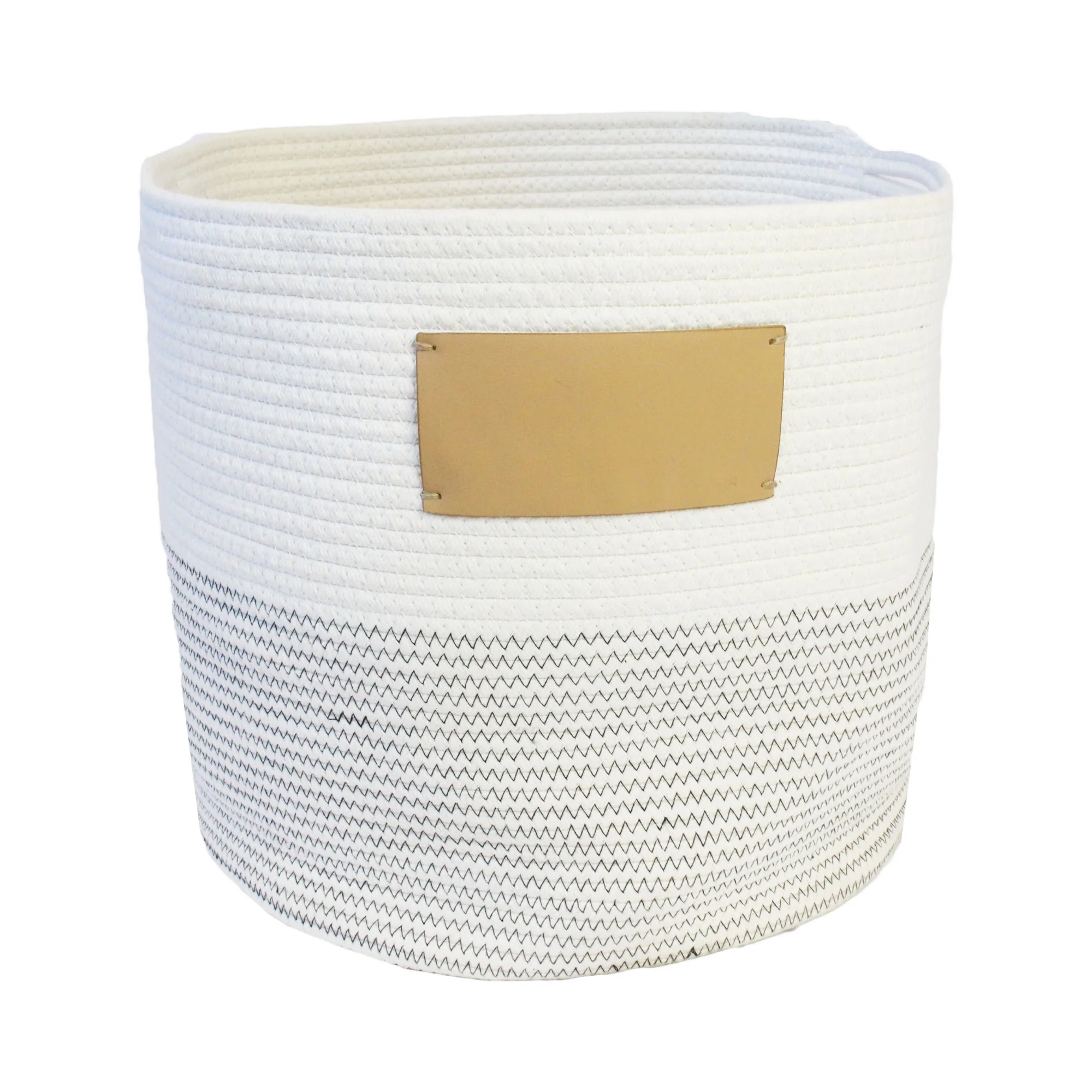 Midlee Rope Dog Toy Basket with Blank Label- Personalize It!