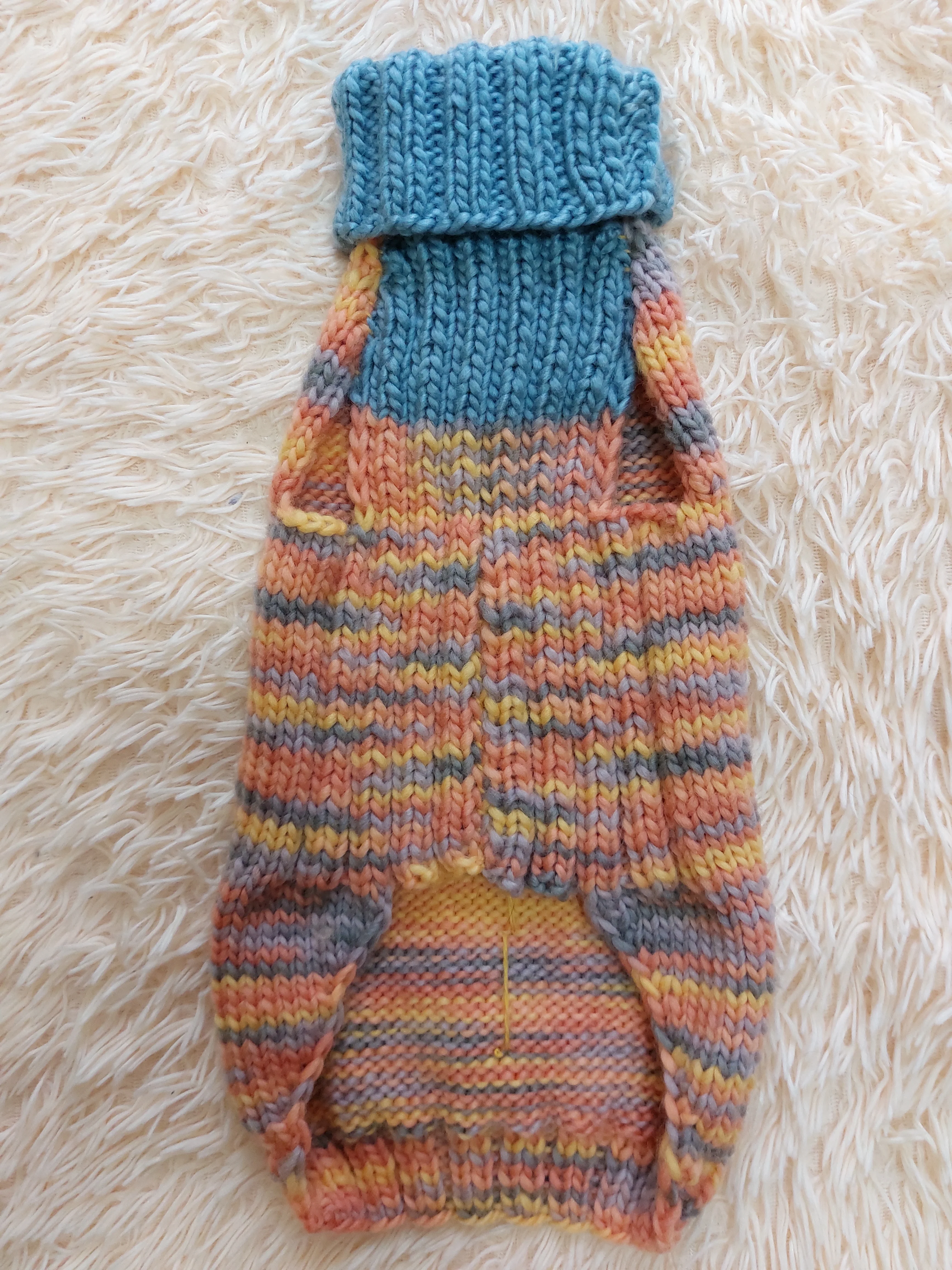 Wool Coat with Flowers and Ladybug for Pets - Winter Wool Sweater for Dogs with Collar - Dachshund Warm Clothes Jumper