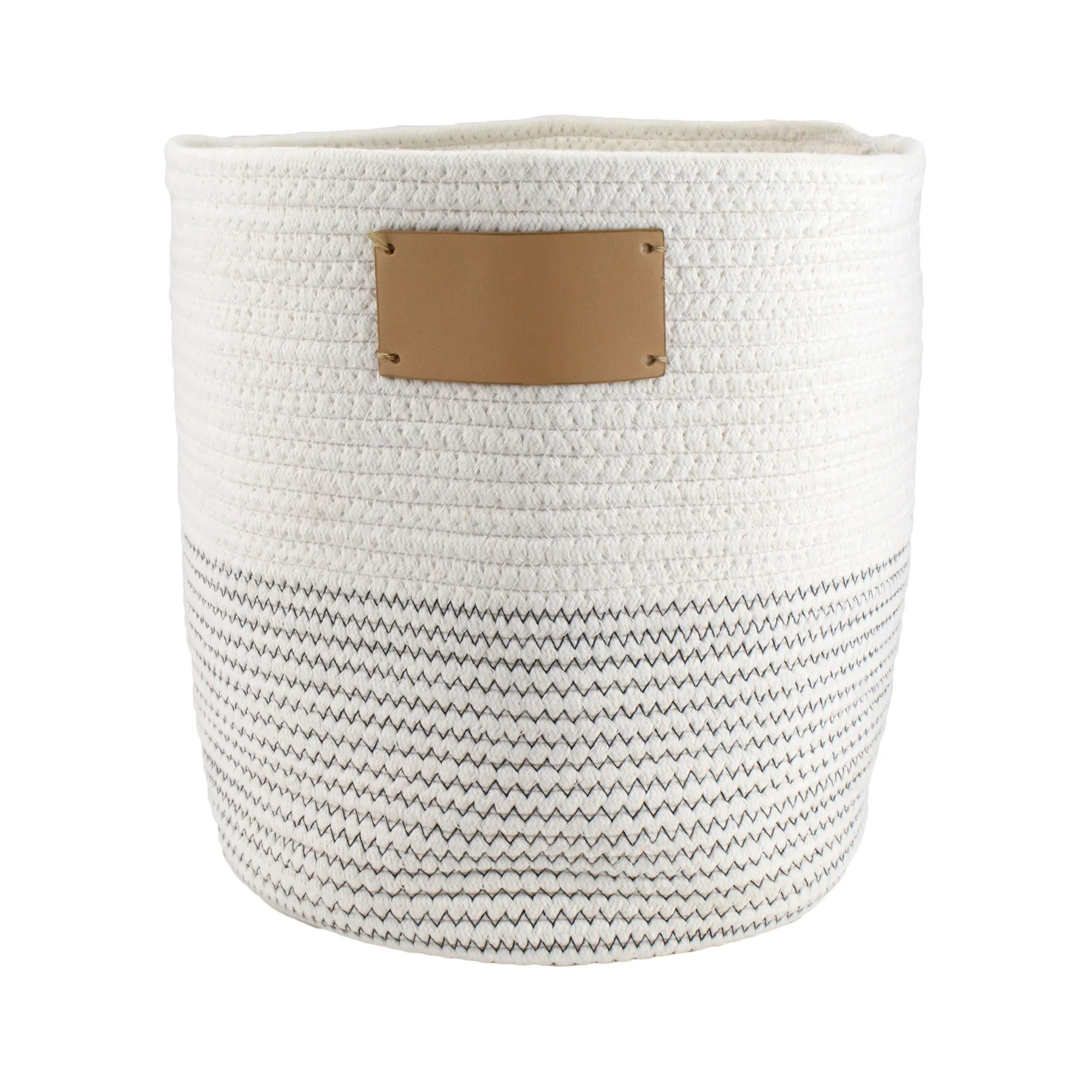 Midlee Rope Dog Toy Basket with Blank Label- Personalize It!