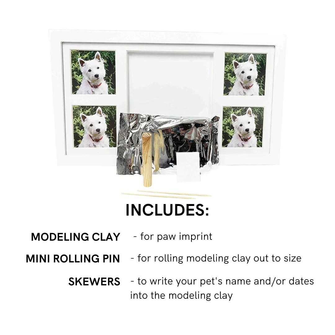 Midlee White 4 Photo Paw Print Frame