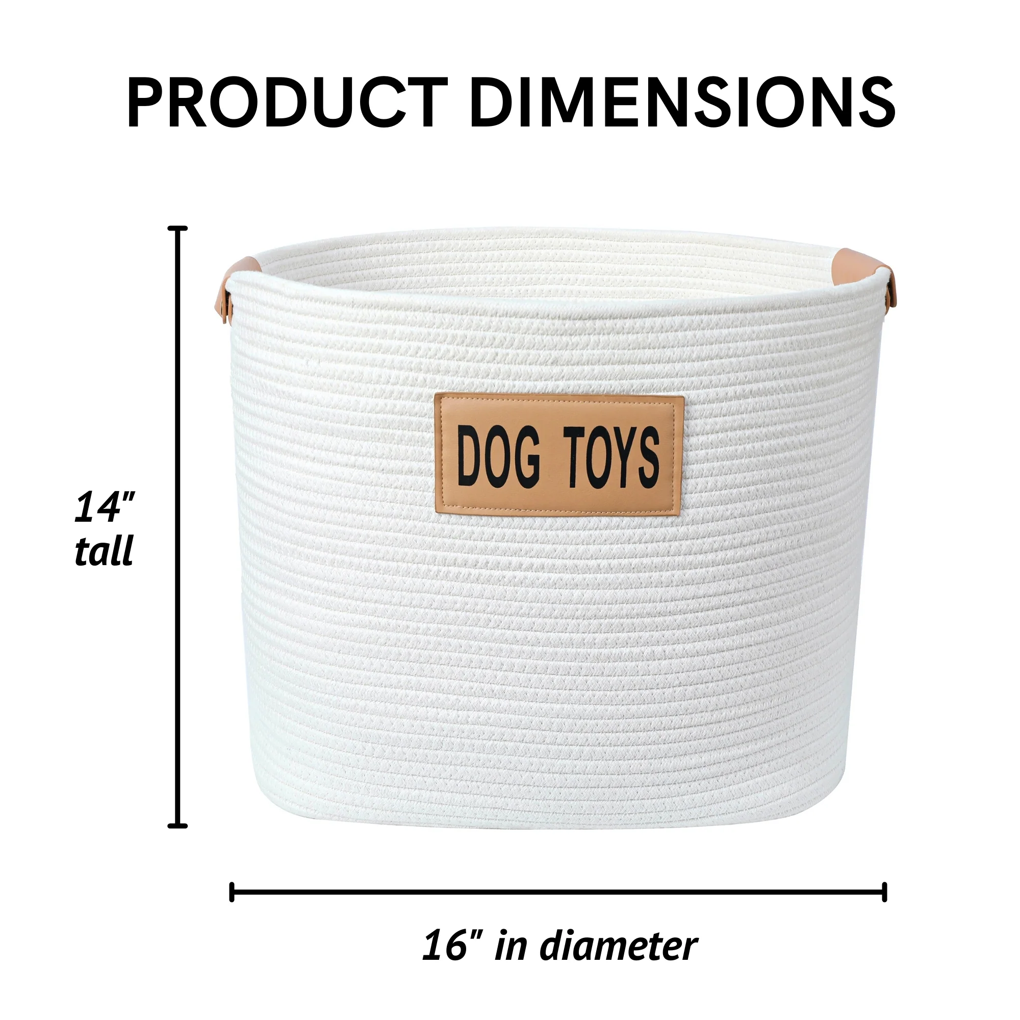 Midlee Rope Dog Toys Basket with Leather Handles