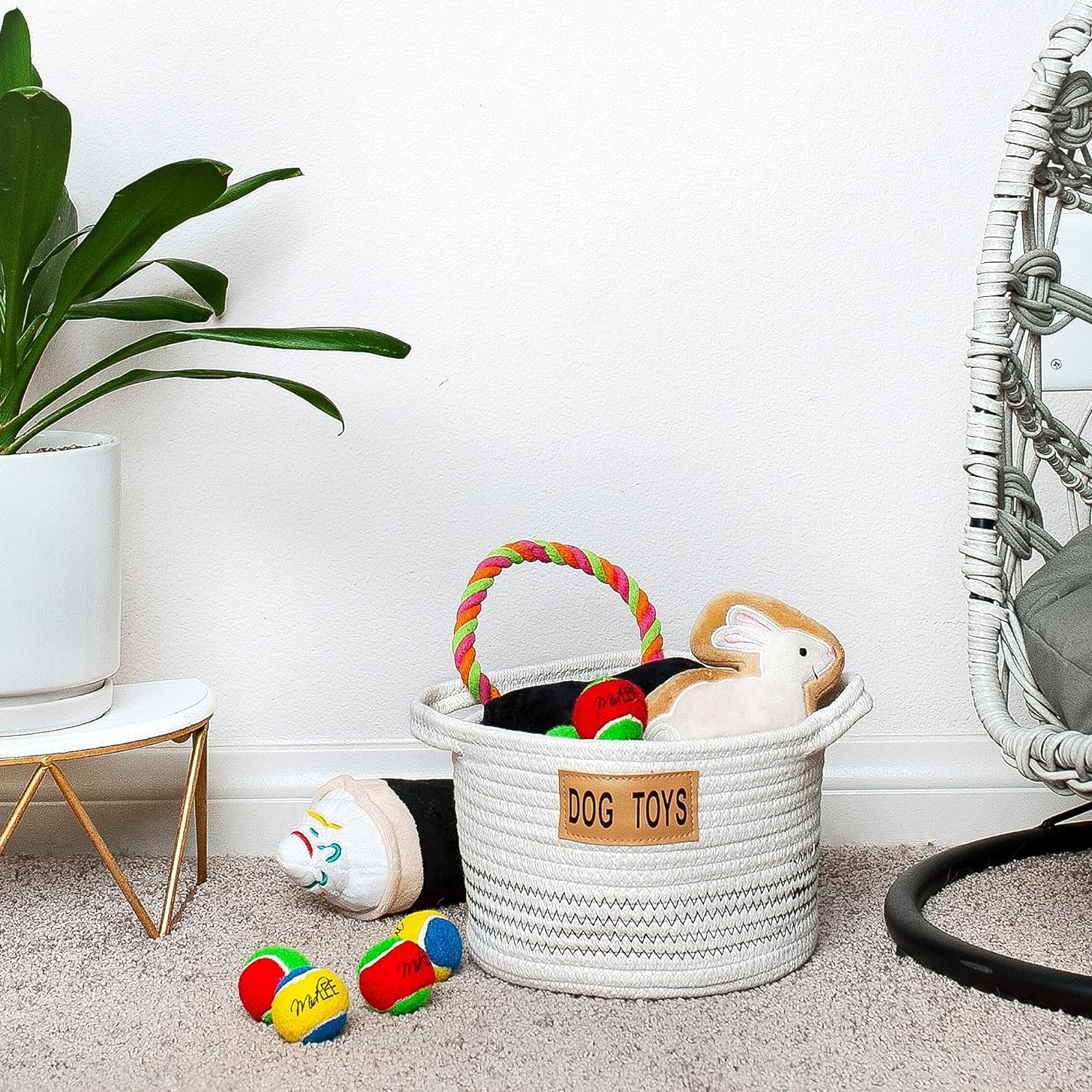 Midlee Dog Toy Rope Cotton Basket